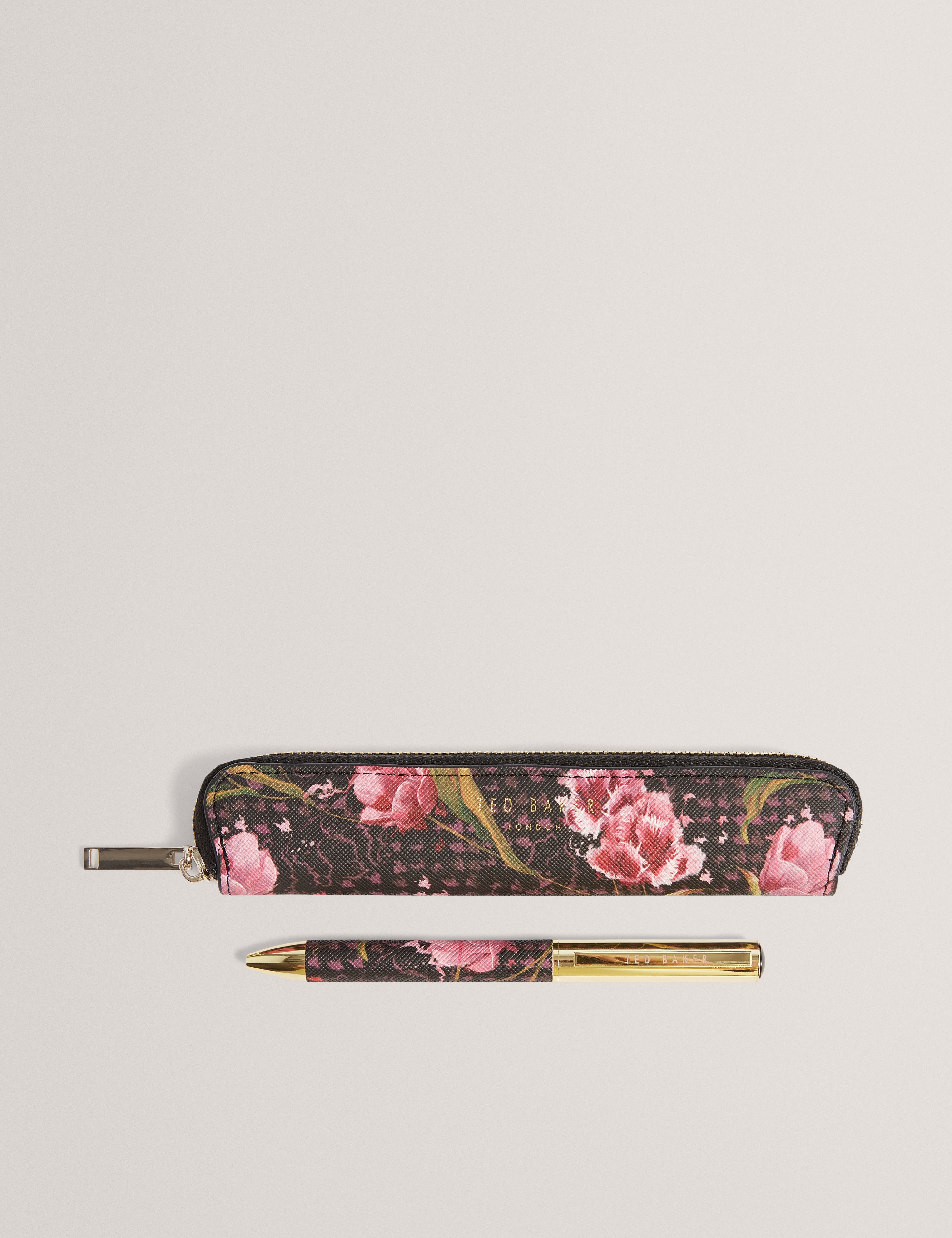 Tunisa Printed Saffiano Pen And Pouch Black