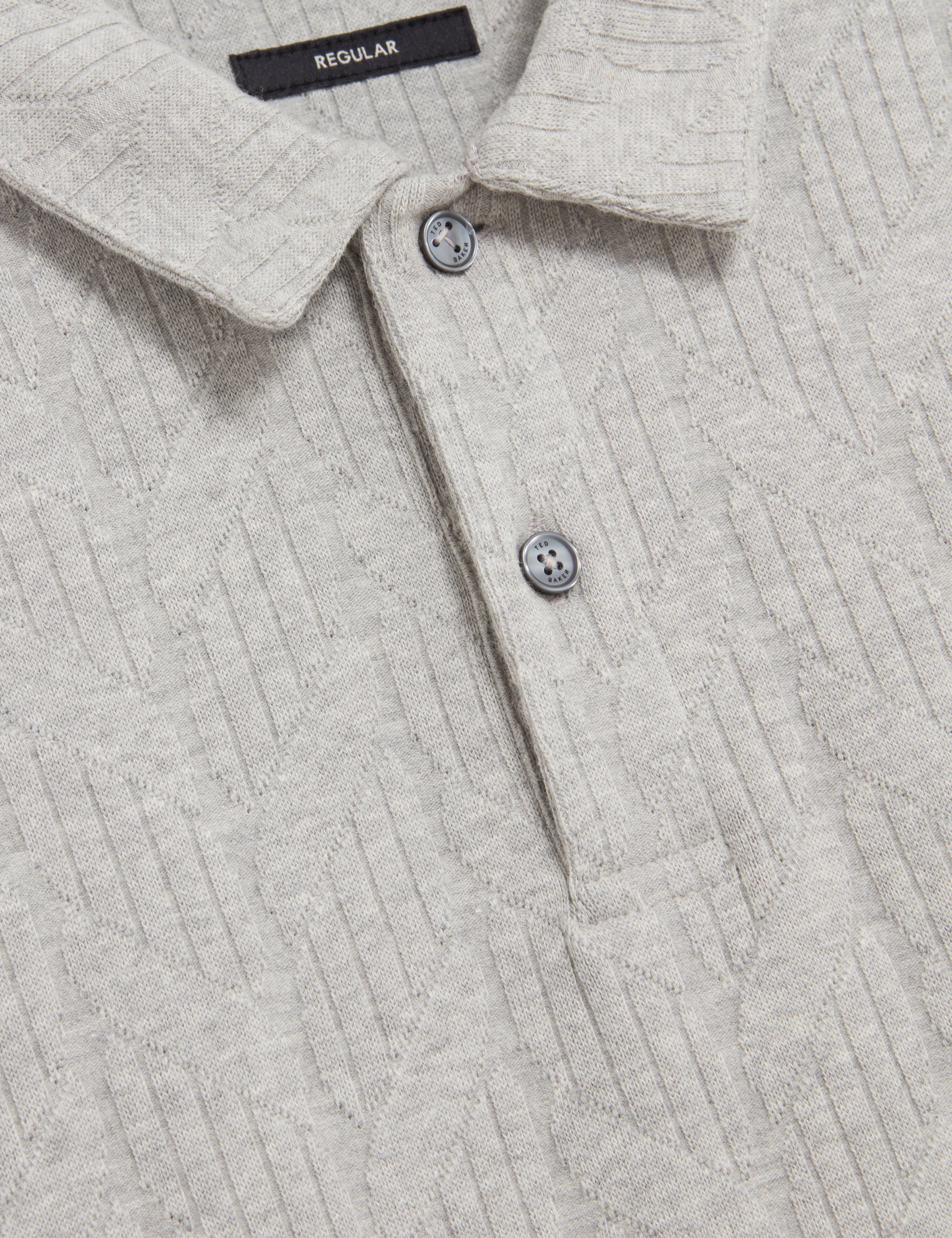 Rembran Short Sleeve Cable Stitch T Polo Lt-Grey