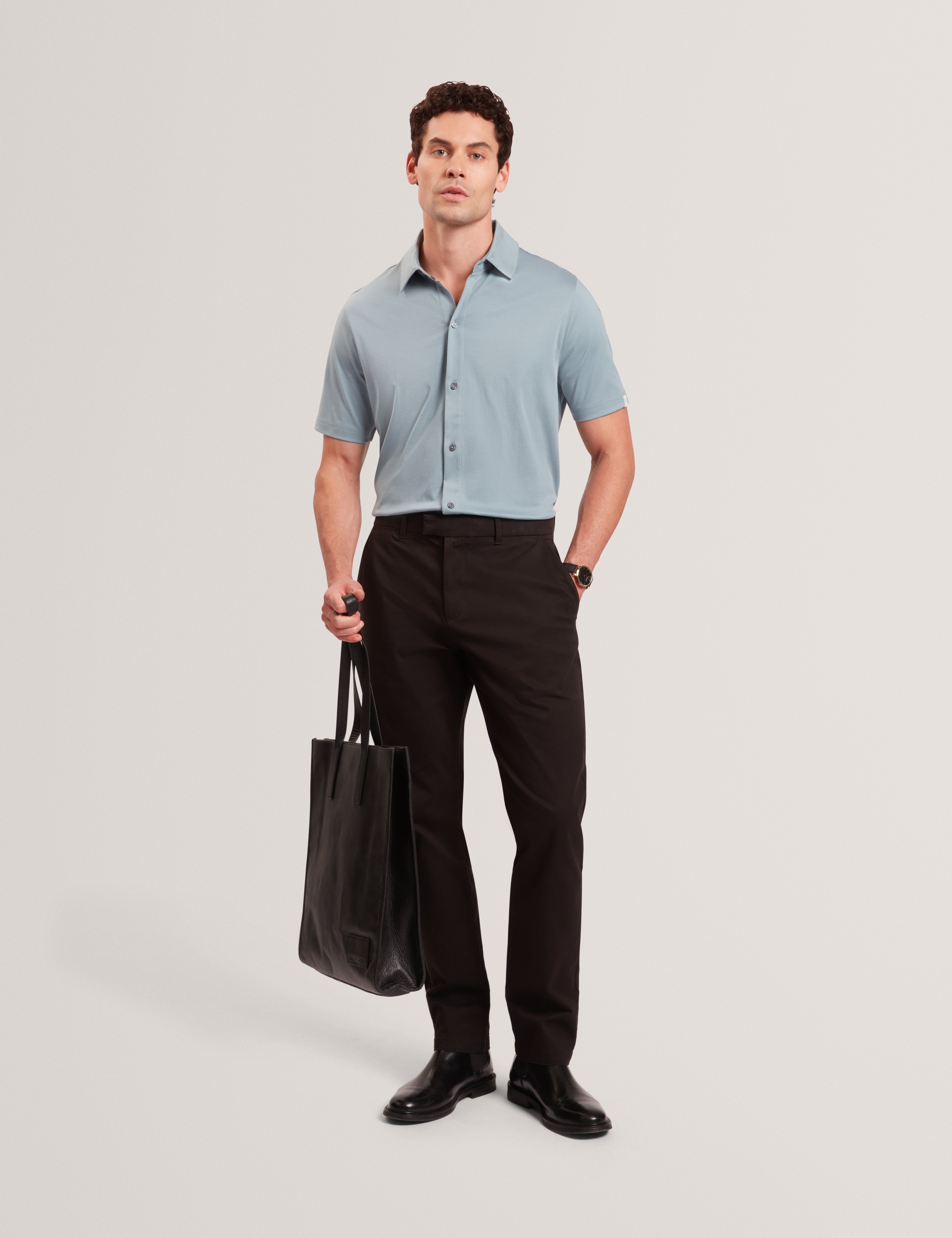 Fillipp Short Sleeve Regular Soft Touch Button Through Polo Teal-Blue