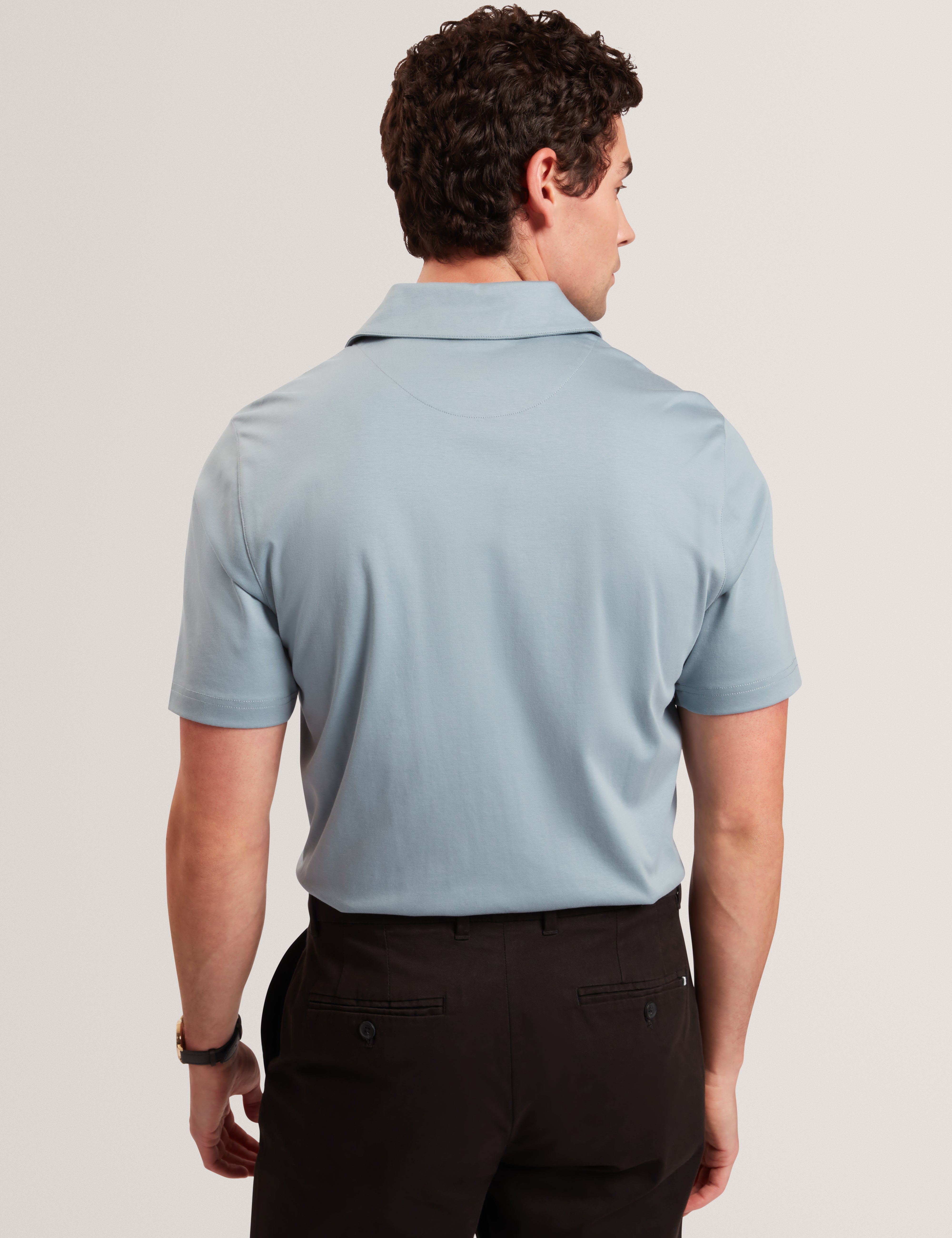 Fillipp Short Sleeve Regular Soft Touch Button Through Polo Teal-Blue