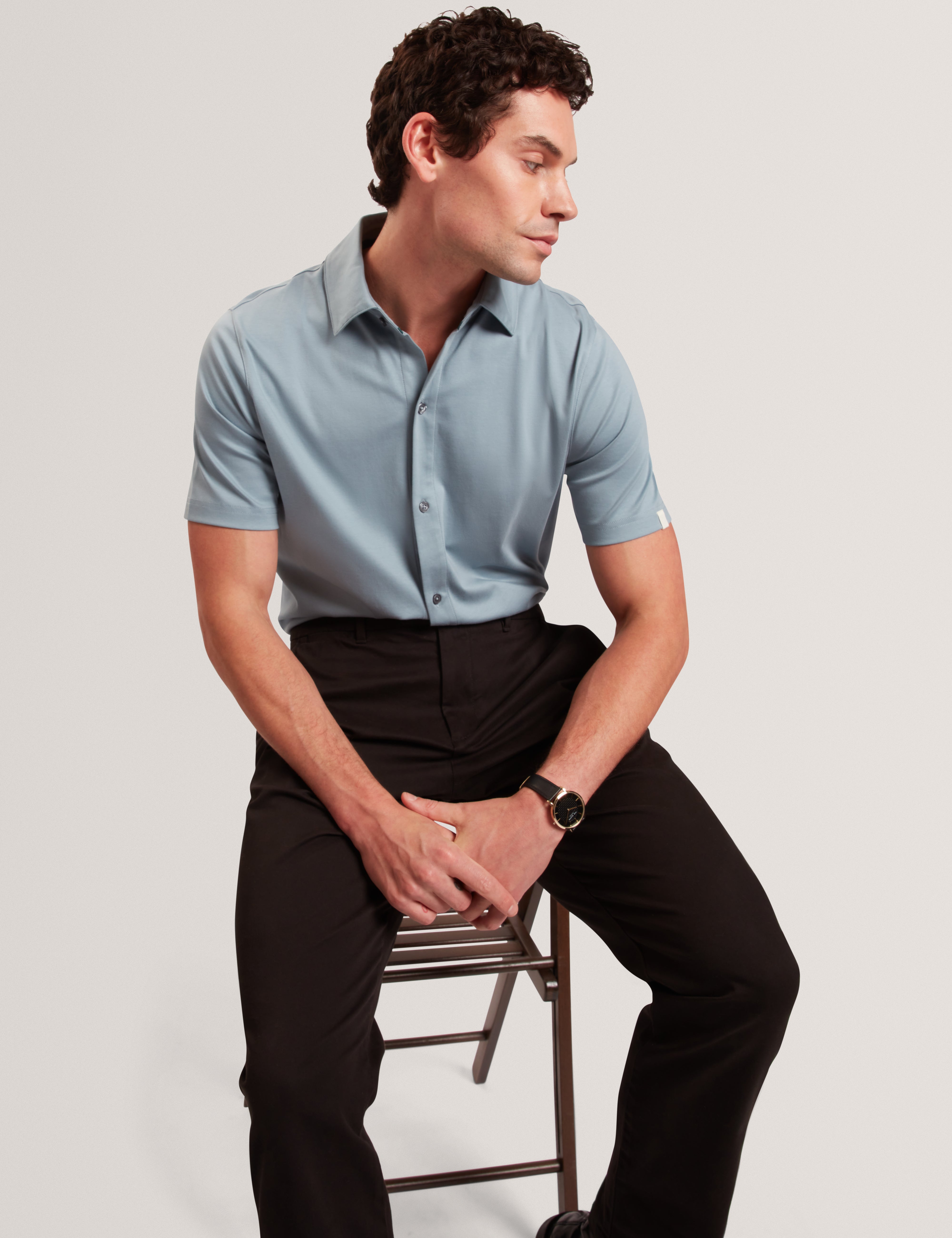 Fillipp Short Sleeve Regular Soft Touch Button Through Polo Teal-Blue