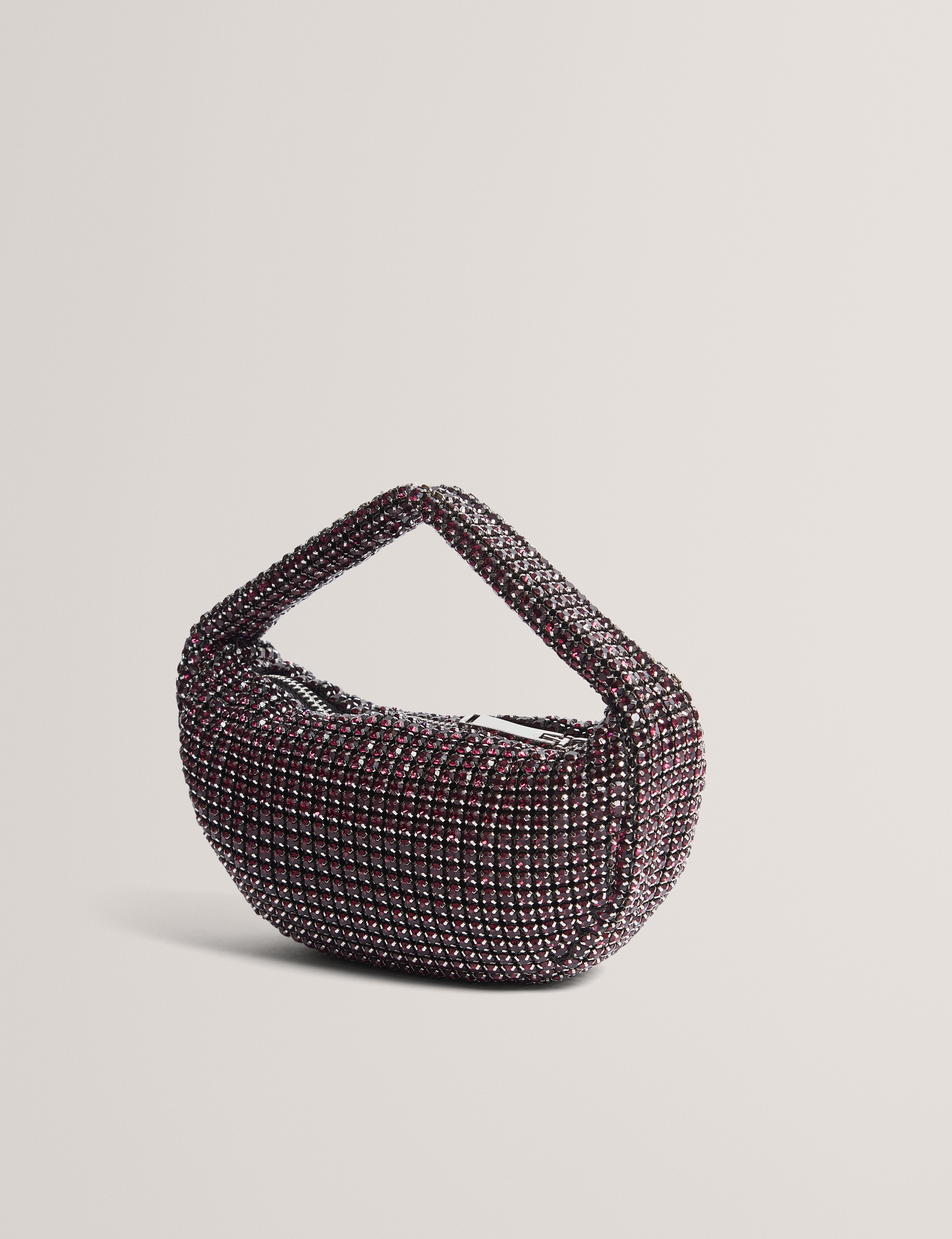 Crystol Mini Crystal Slouchy Hobo Bag Dk-Red