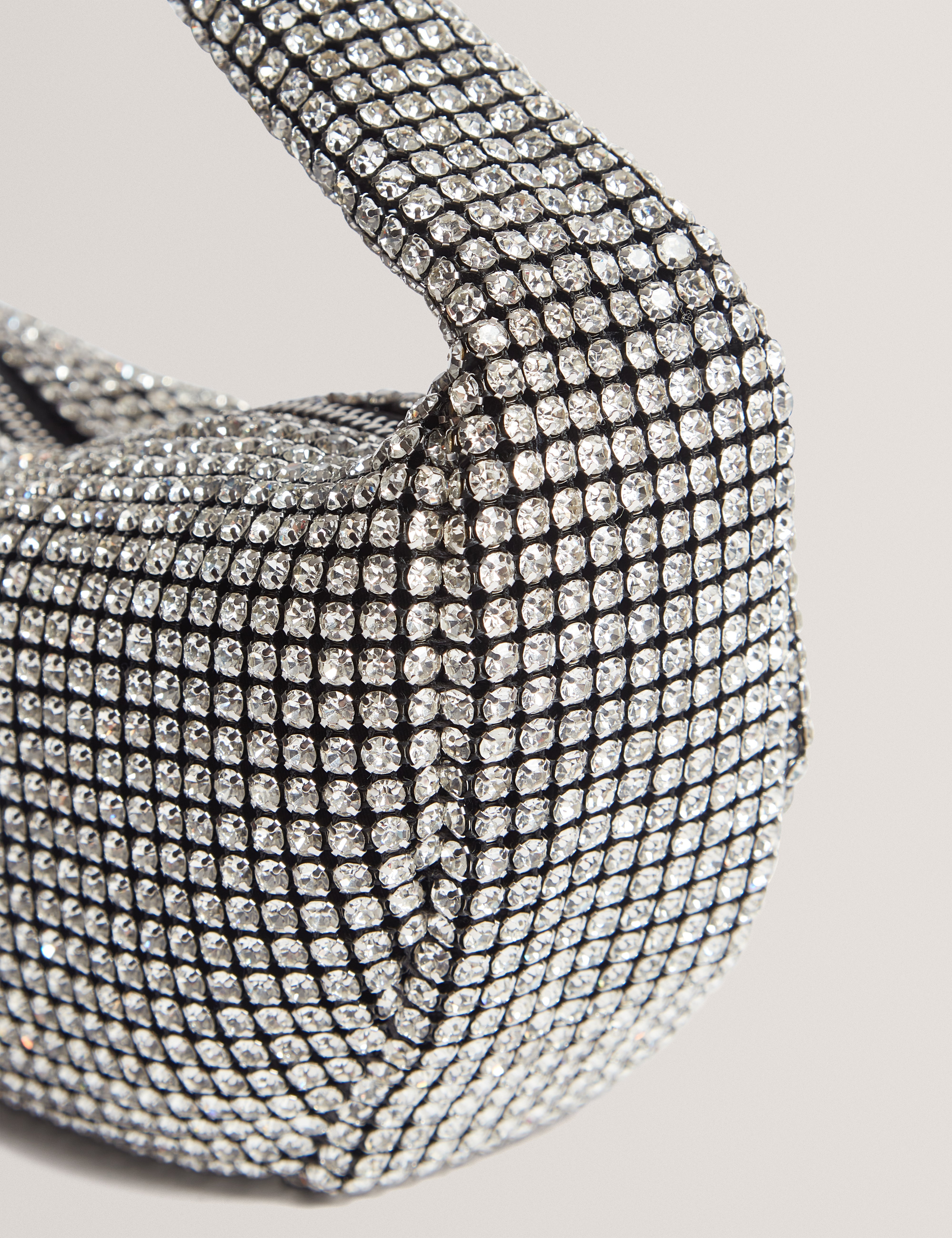Crystiz Medium Crystal Slouchy Hobo Bag Silver