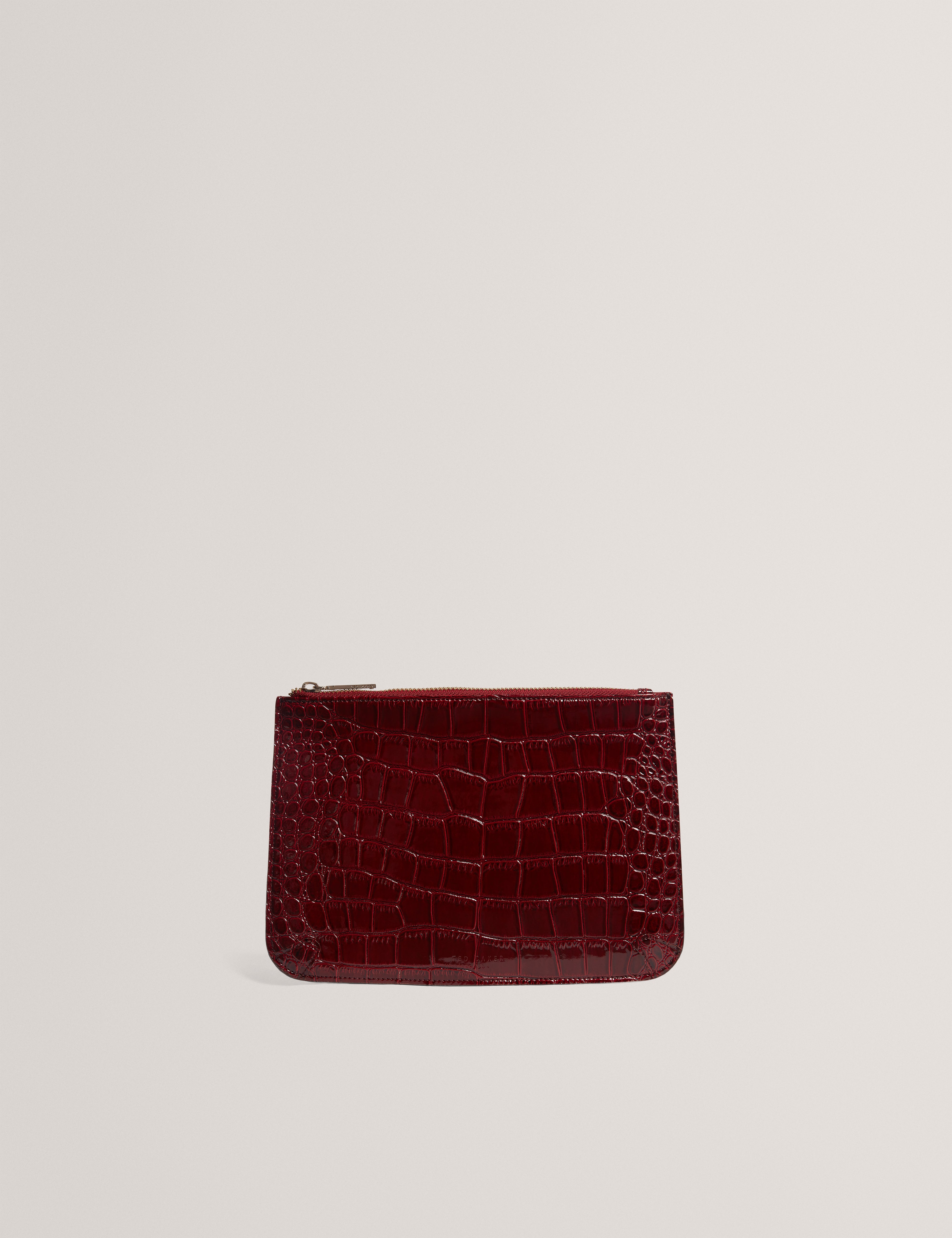 Kelliii Croc Effect Pouch And Passport Case Wine