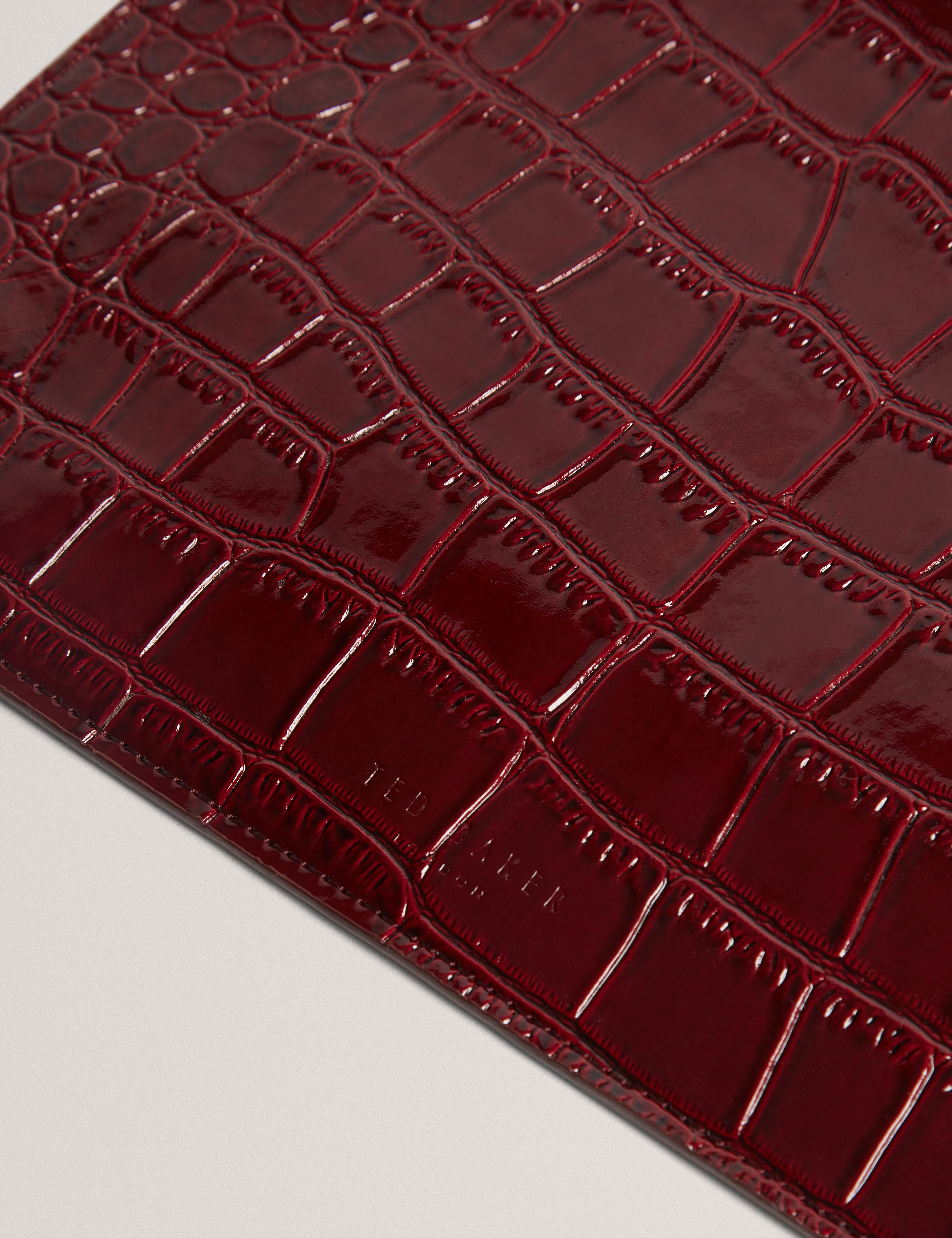 Kelliii Croc Effect Pouch And Passport Case Wine