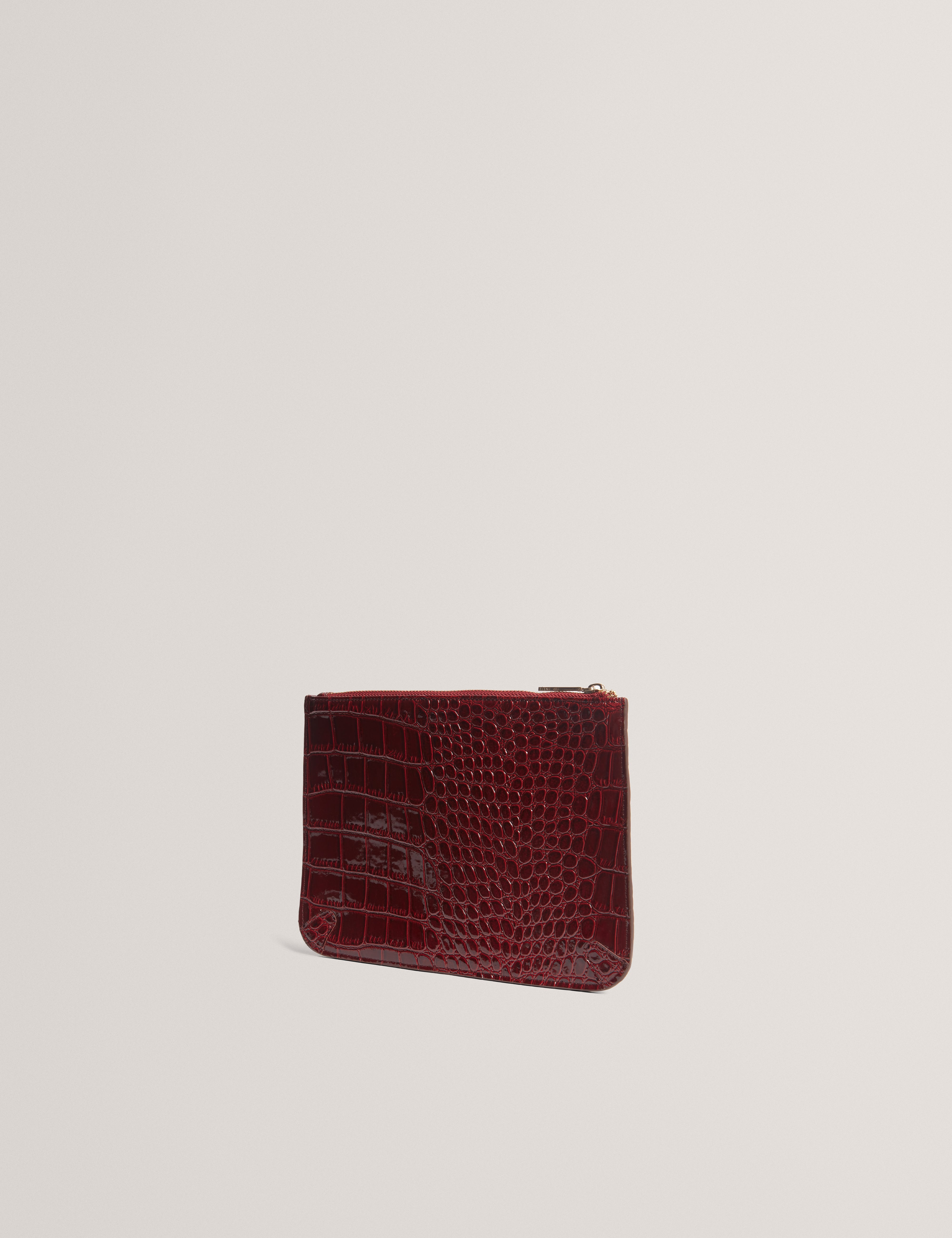 Kelliii Croc Effect Pouch And Passport Case Wine