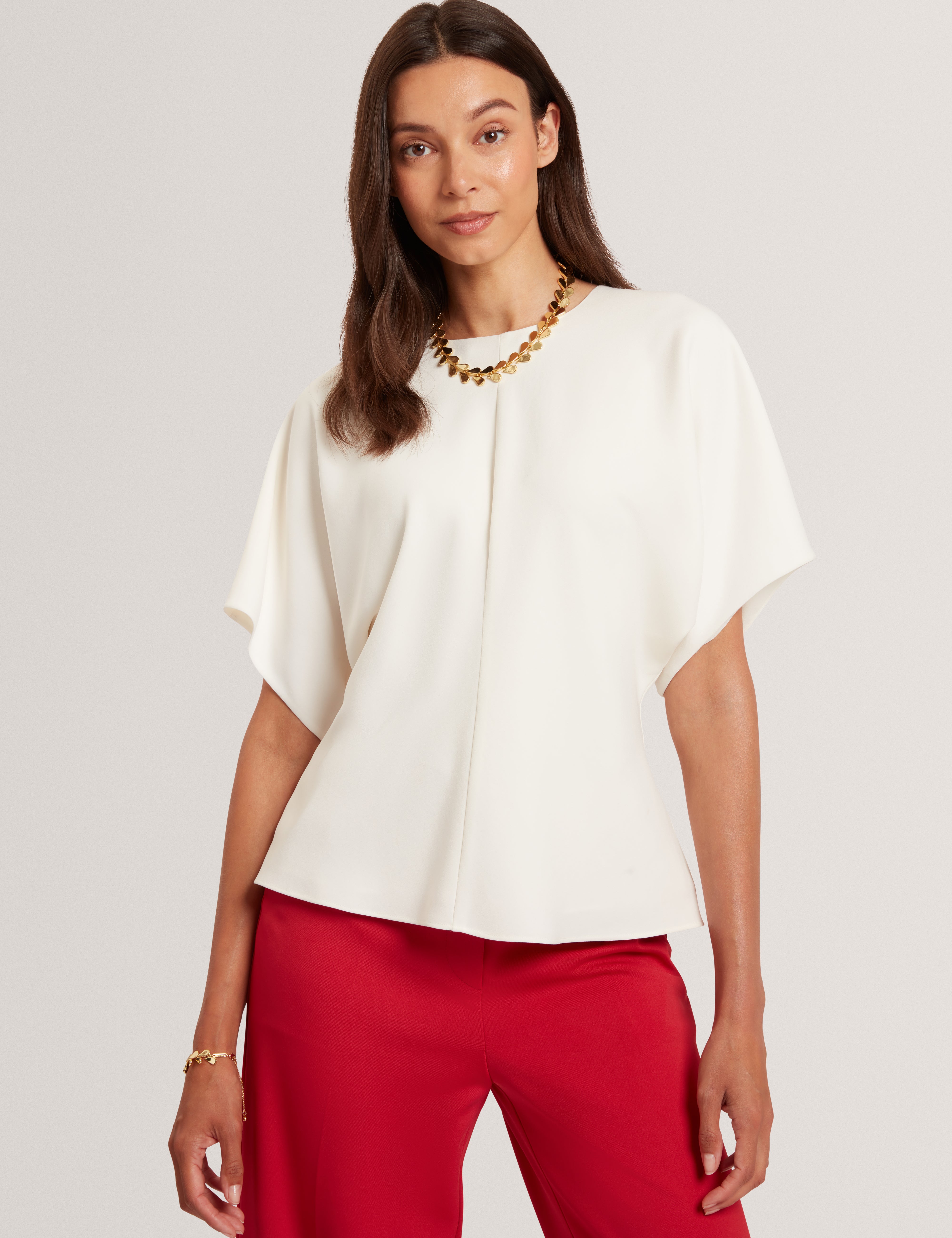 Maradam Slouch Sleeve Waisted Top Ivory