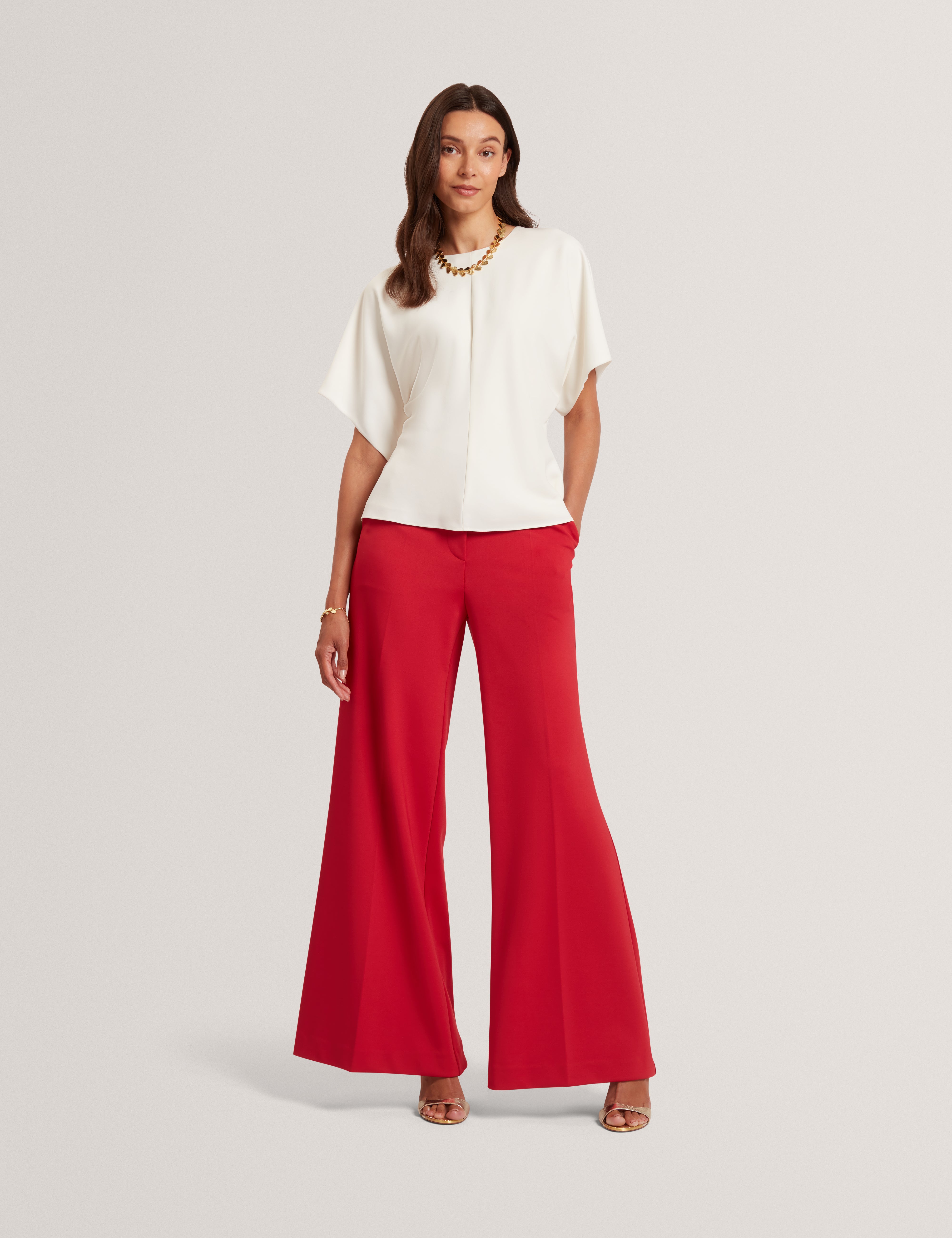 Maradam Slouch Sleeve Waisted Top Ivory