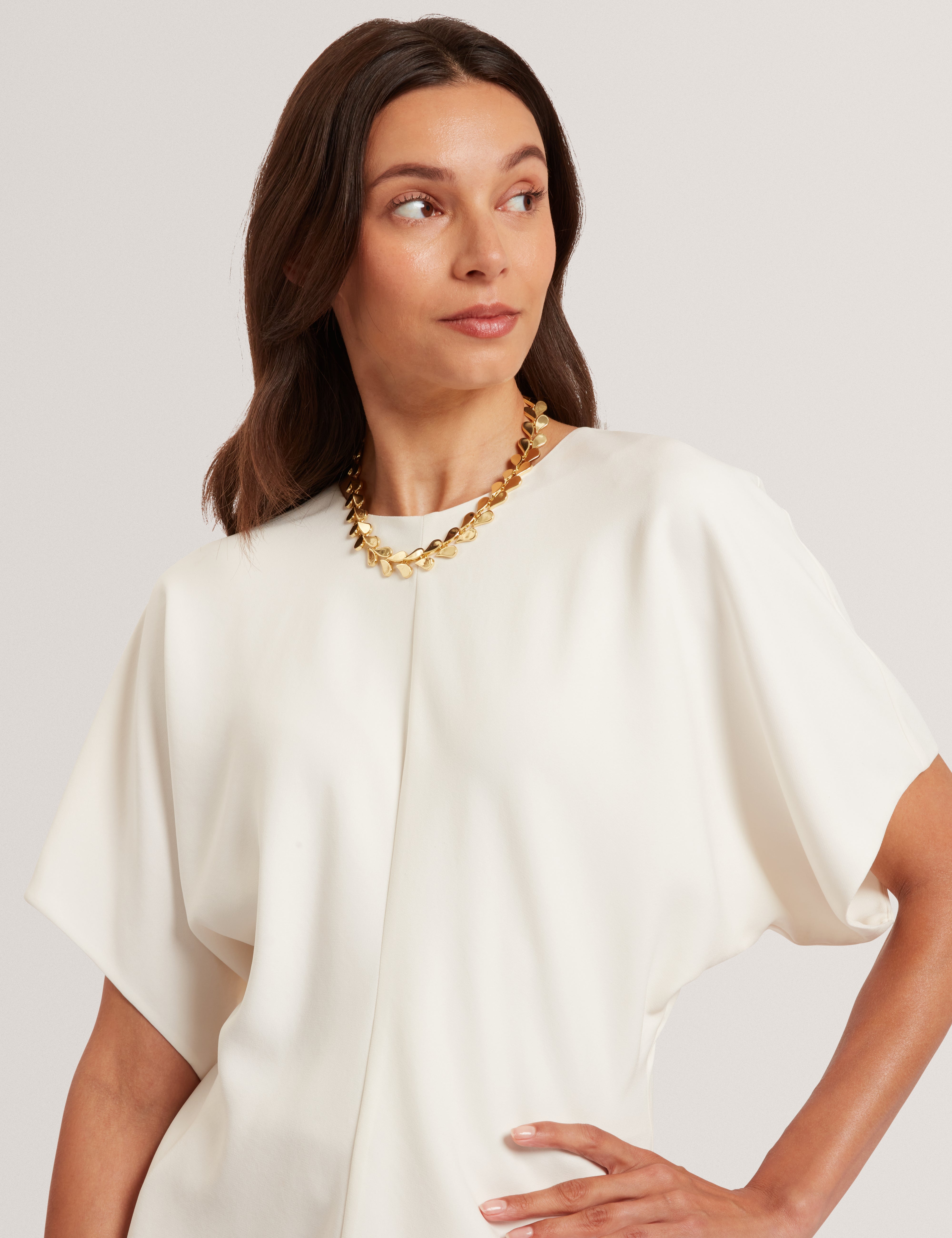 Maradam Slouch Sleeve Waisted Top Ivory