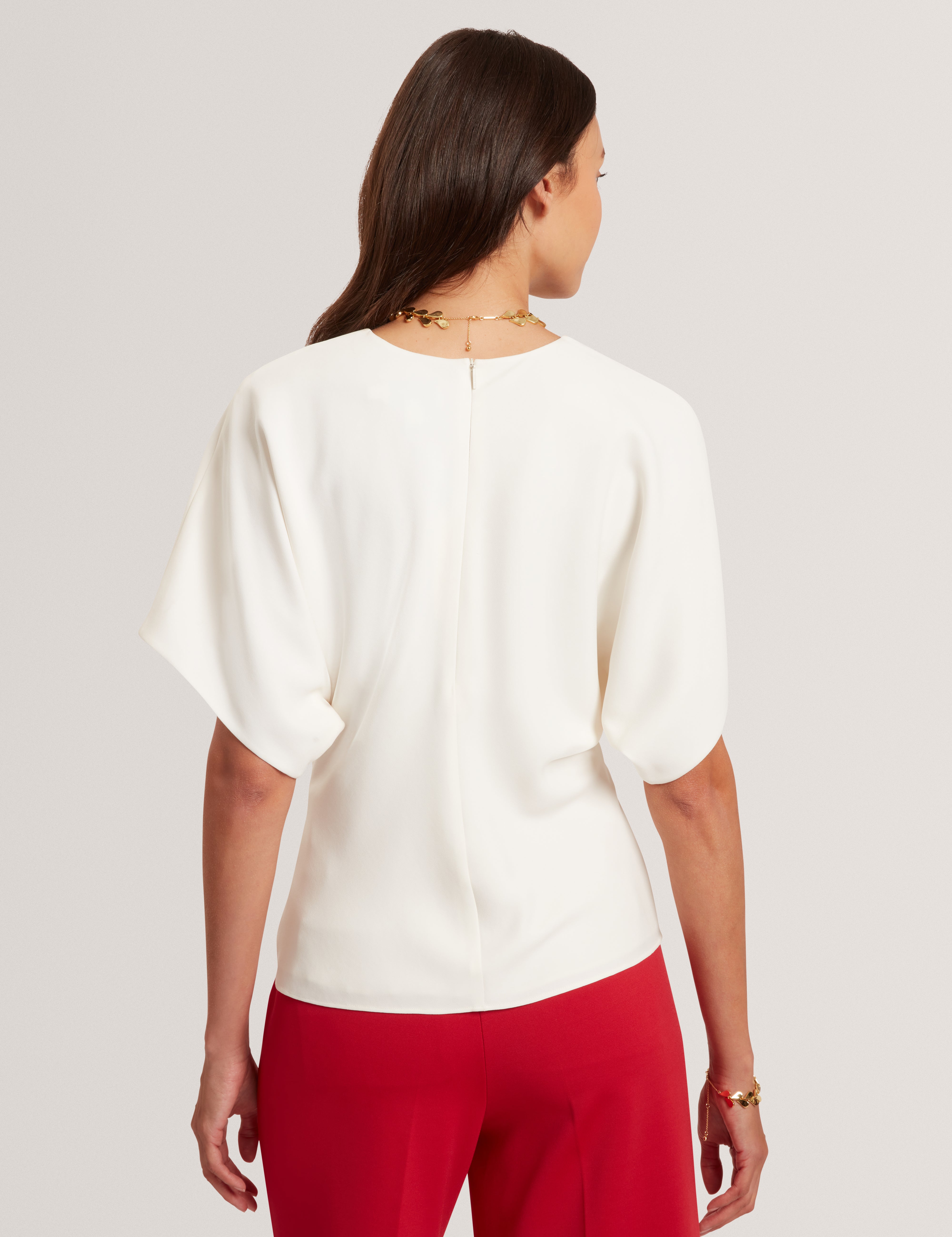 Maradam Slouch Sleeve Waisted Top Ivory