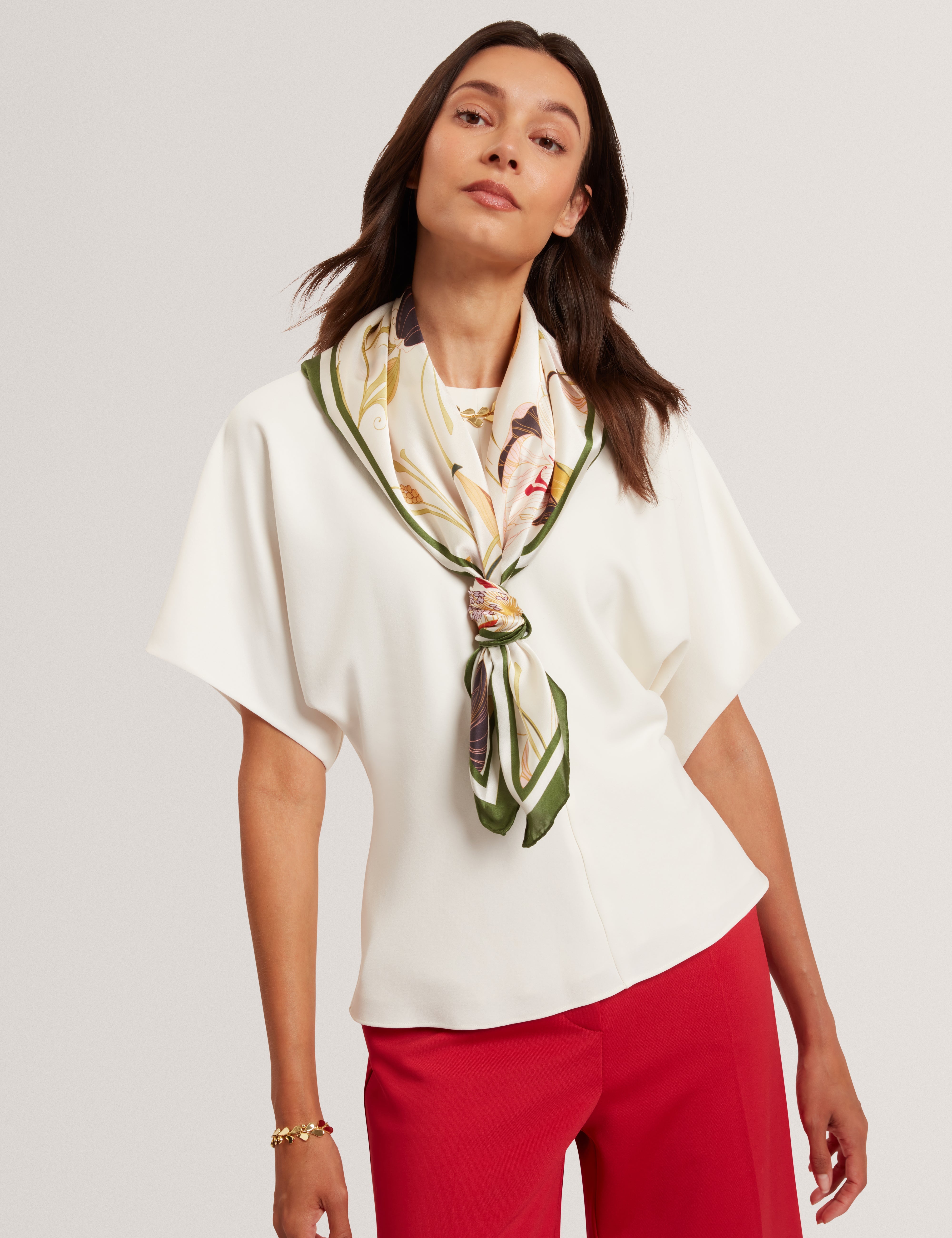 Maradam Slouch Sleeve Waisted Top Ivory
