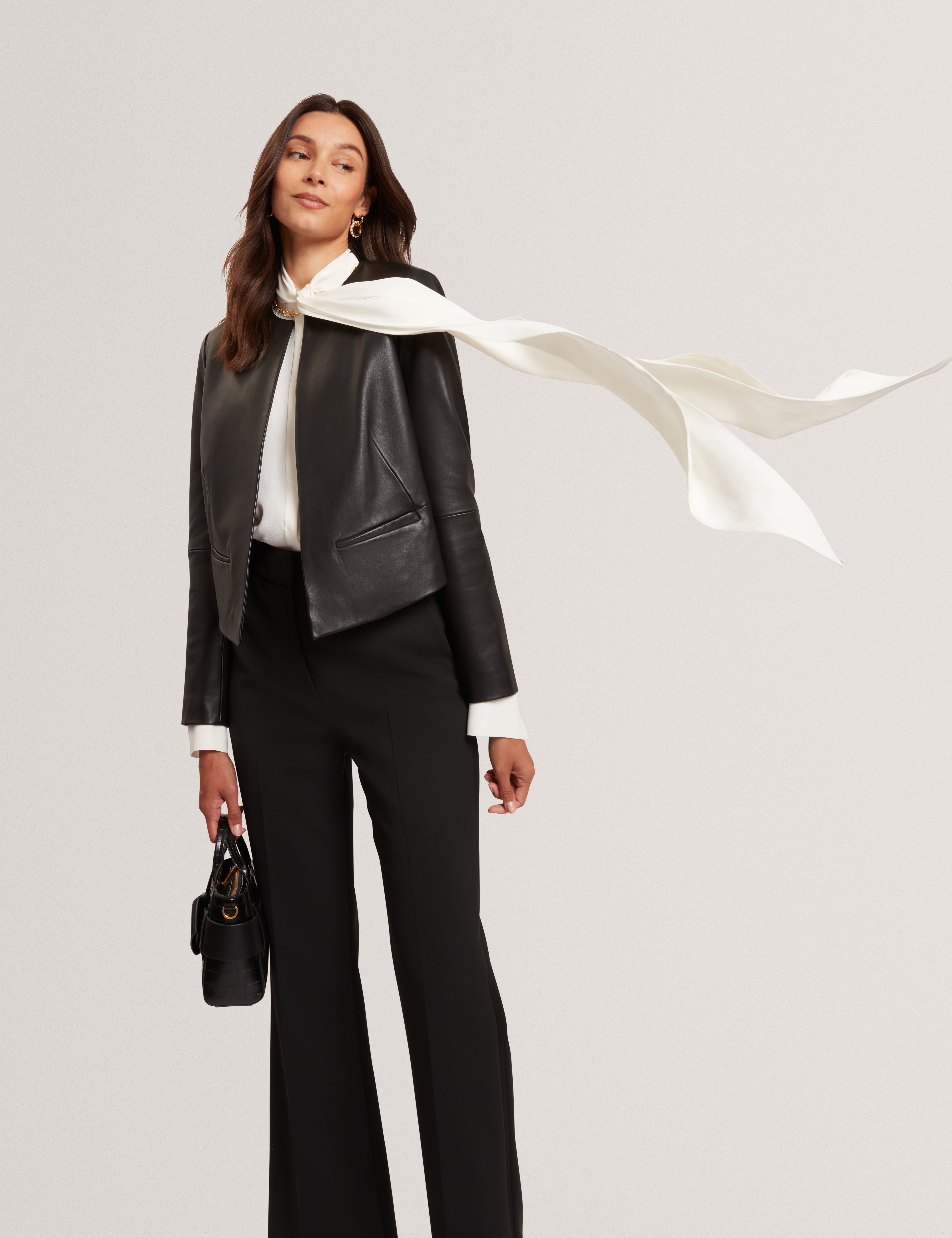 Ressia Long Sleeve Blouse With Neck Tie Ivory