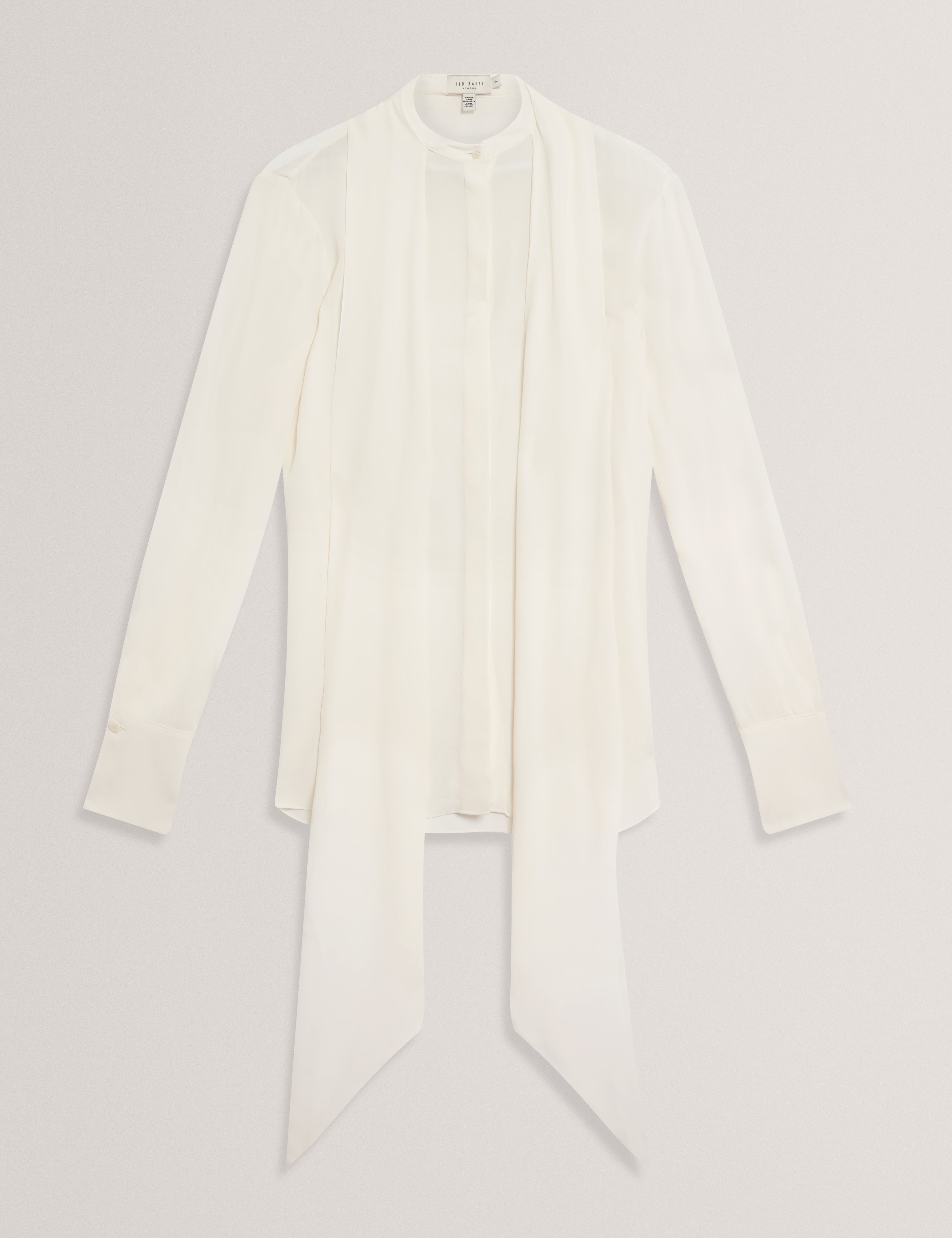 Ressia Long Sleeve Blouse With Neck Tie Ivory
