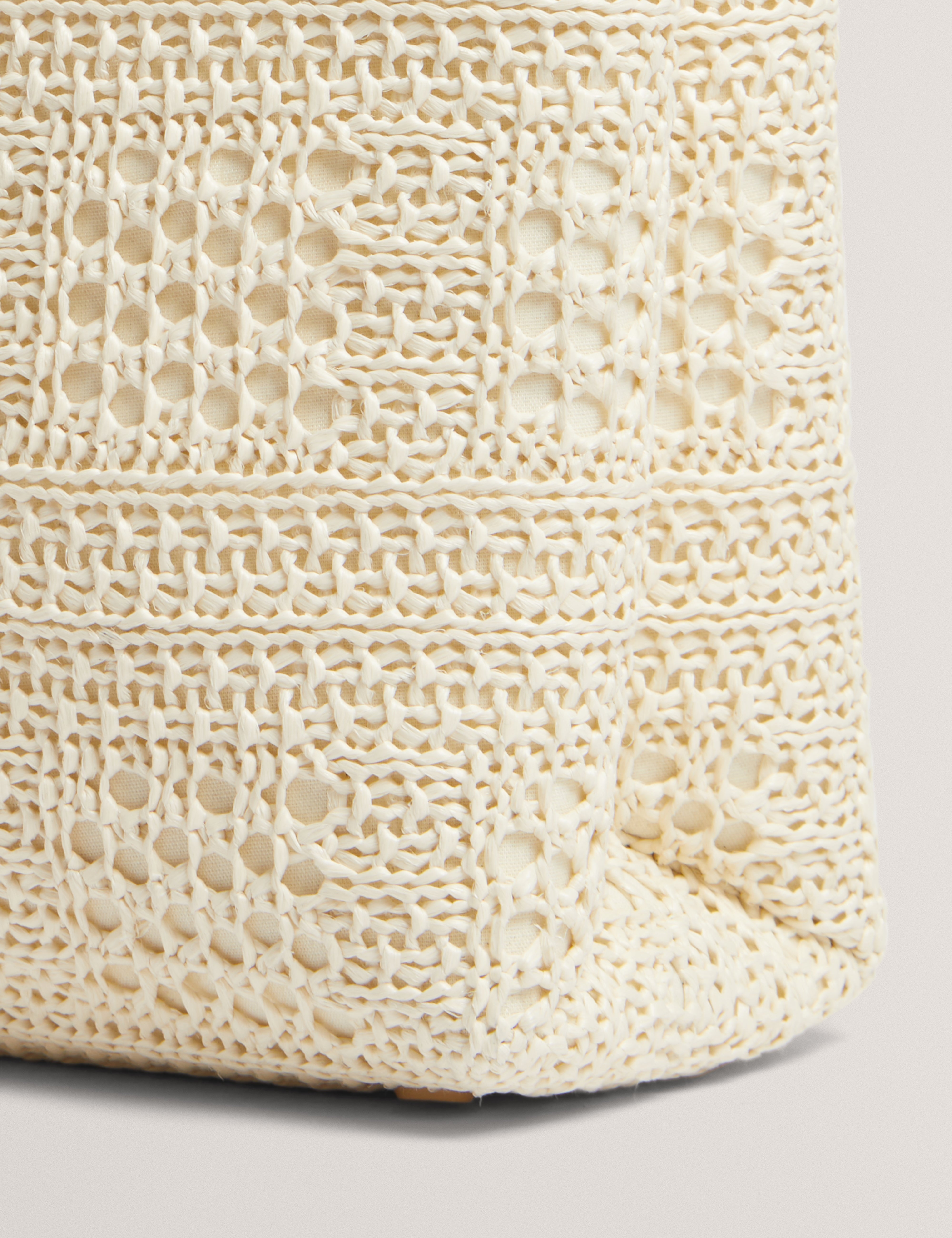Pamlen Raffia Straw Chain Strap Square Tote Bag Ivory