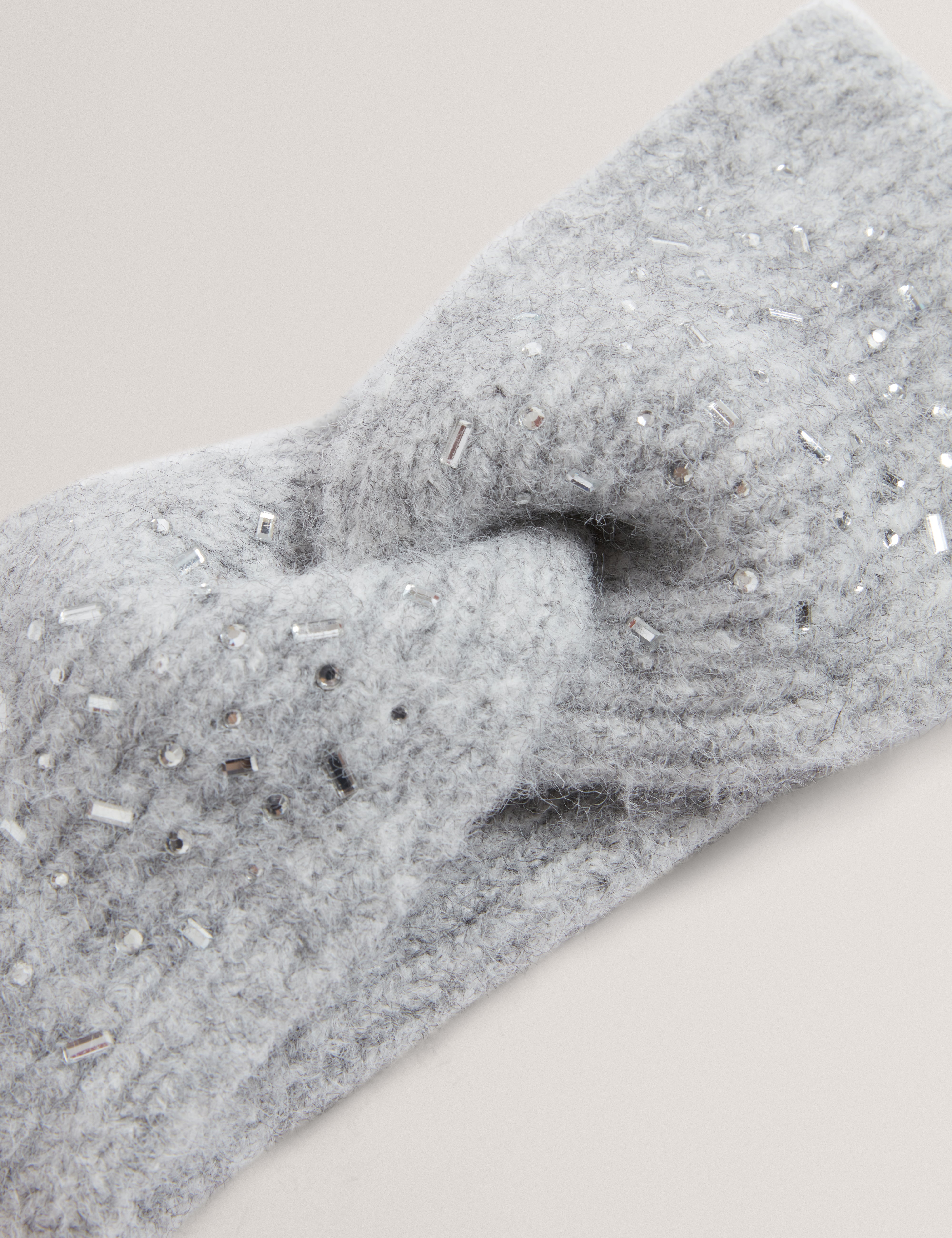 Penaopa Rhinestone Detail Knitted Headband Grey