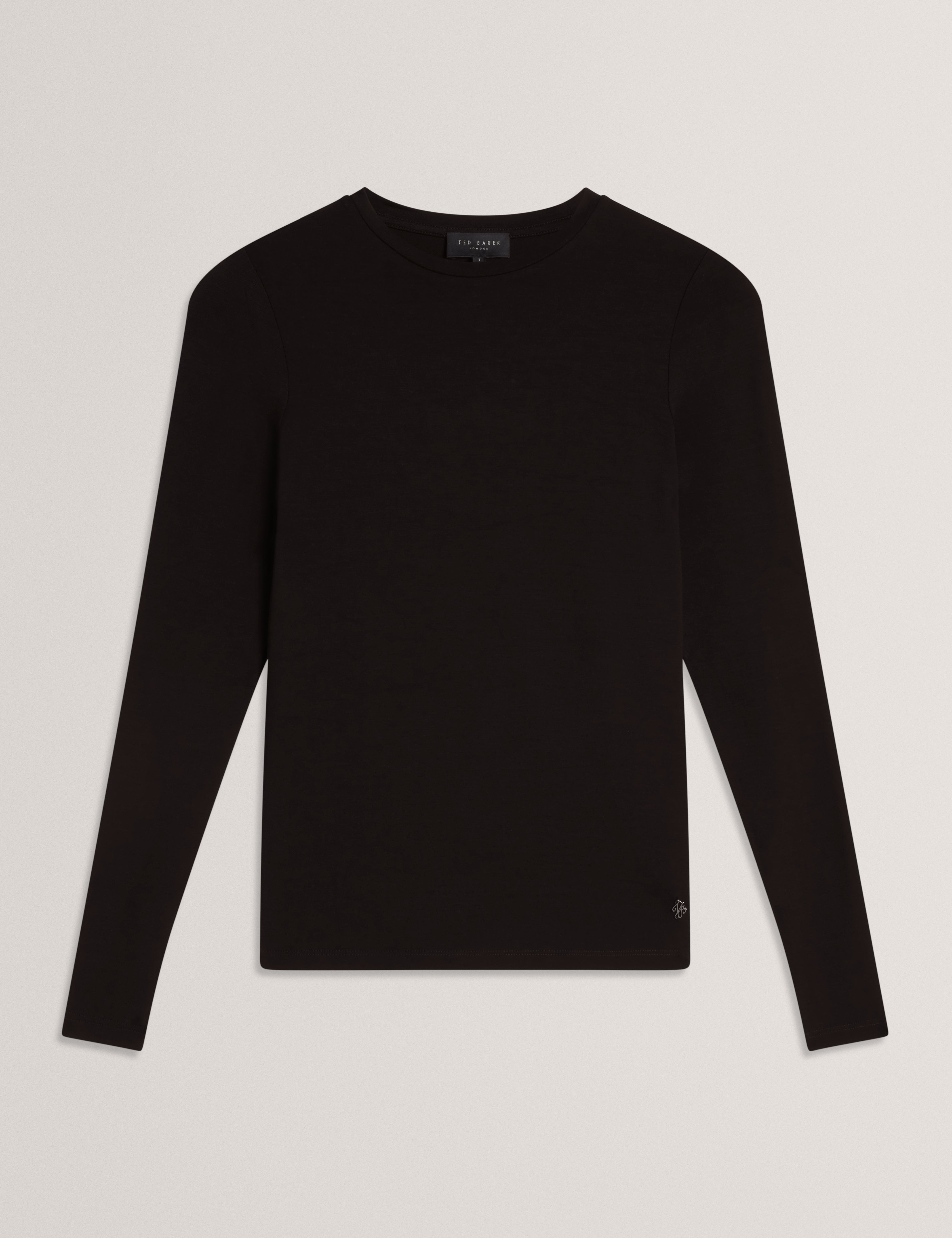 Arania Long Sleeve Fitted Jersey Top Black