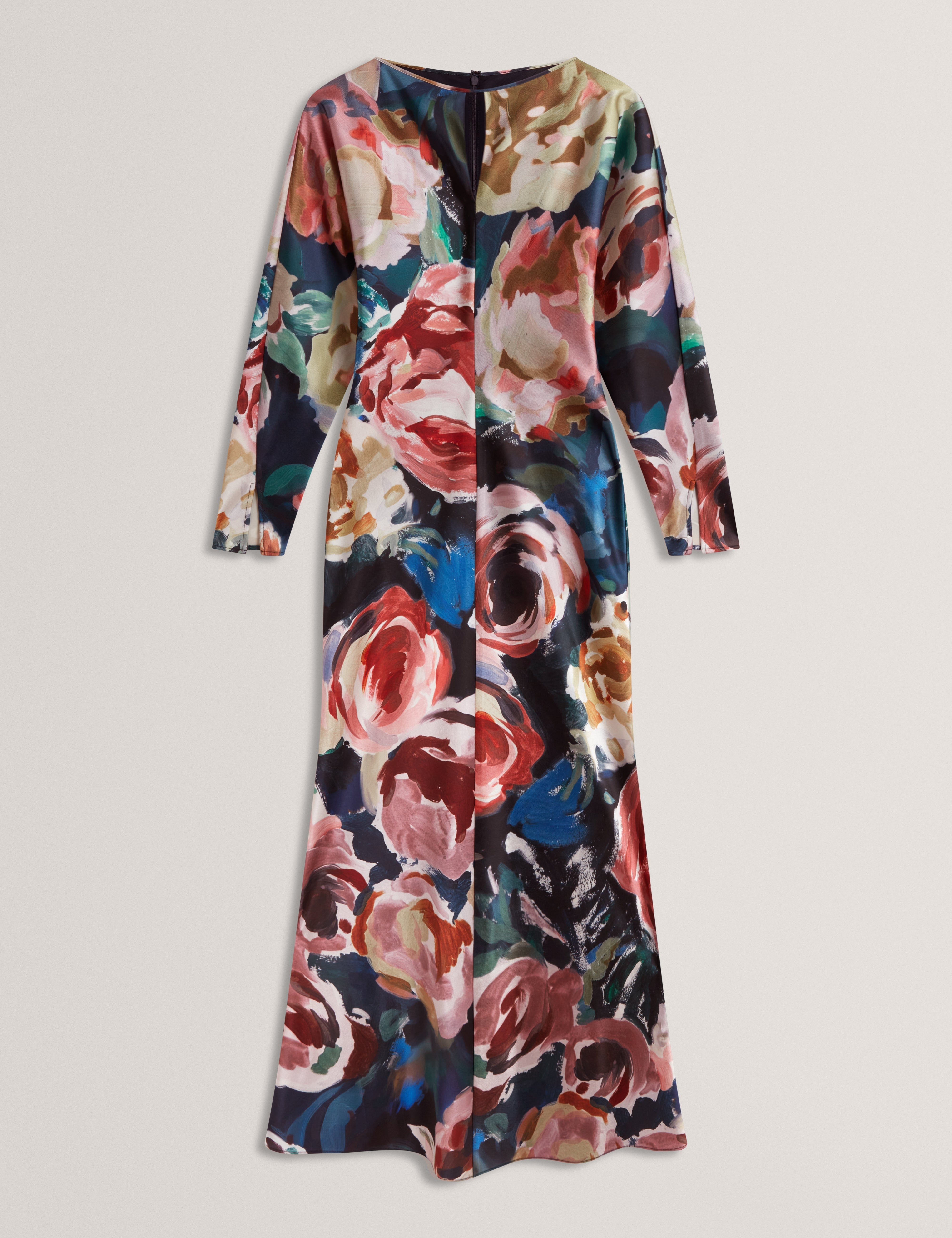 Lovesa Printed Long Sleeve Midi Dress Navy