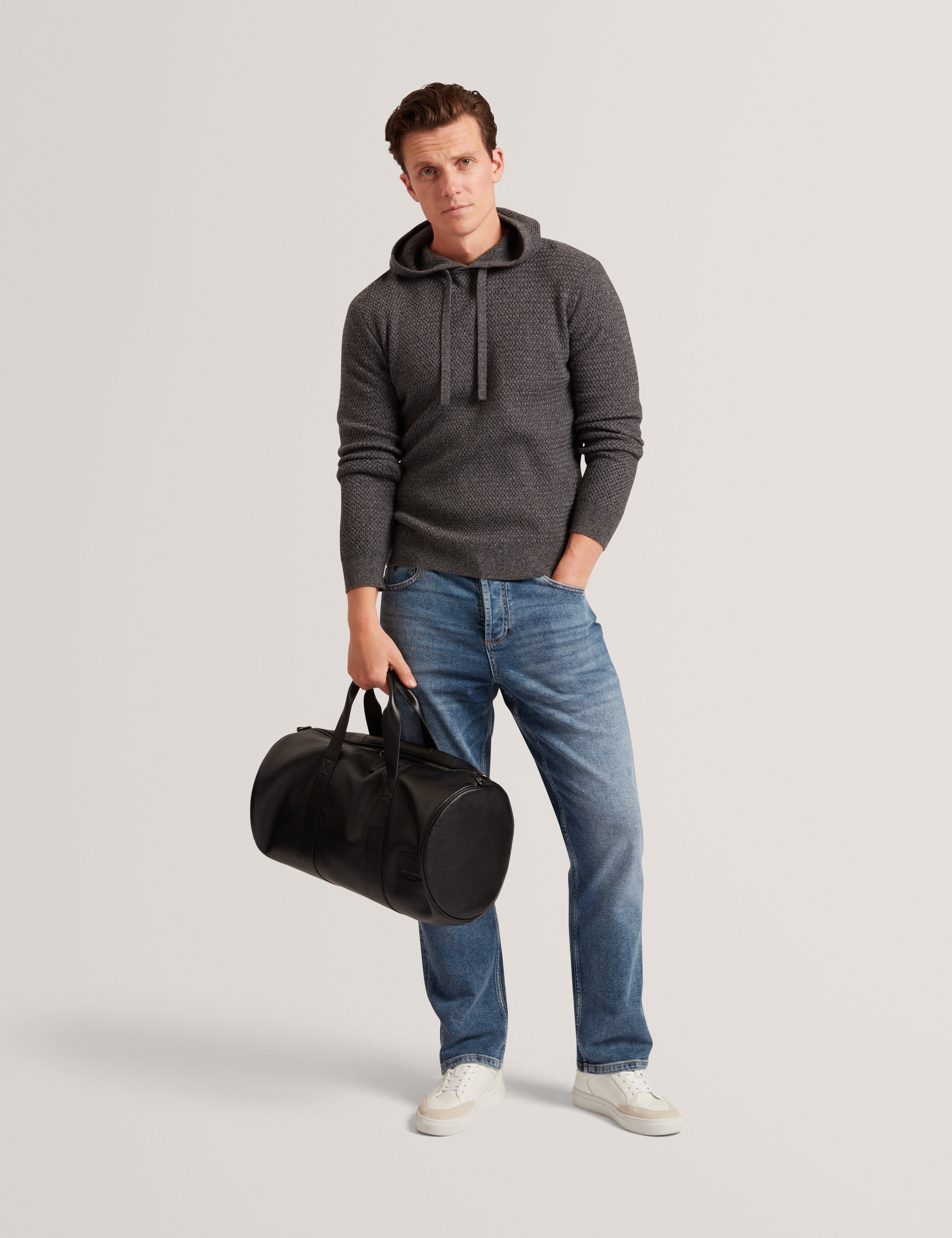 Bansted Textured Knit Hoodie Mid-Grey