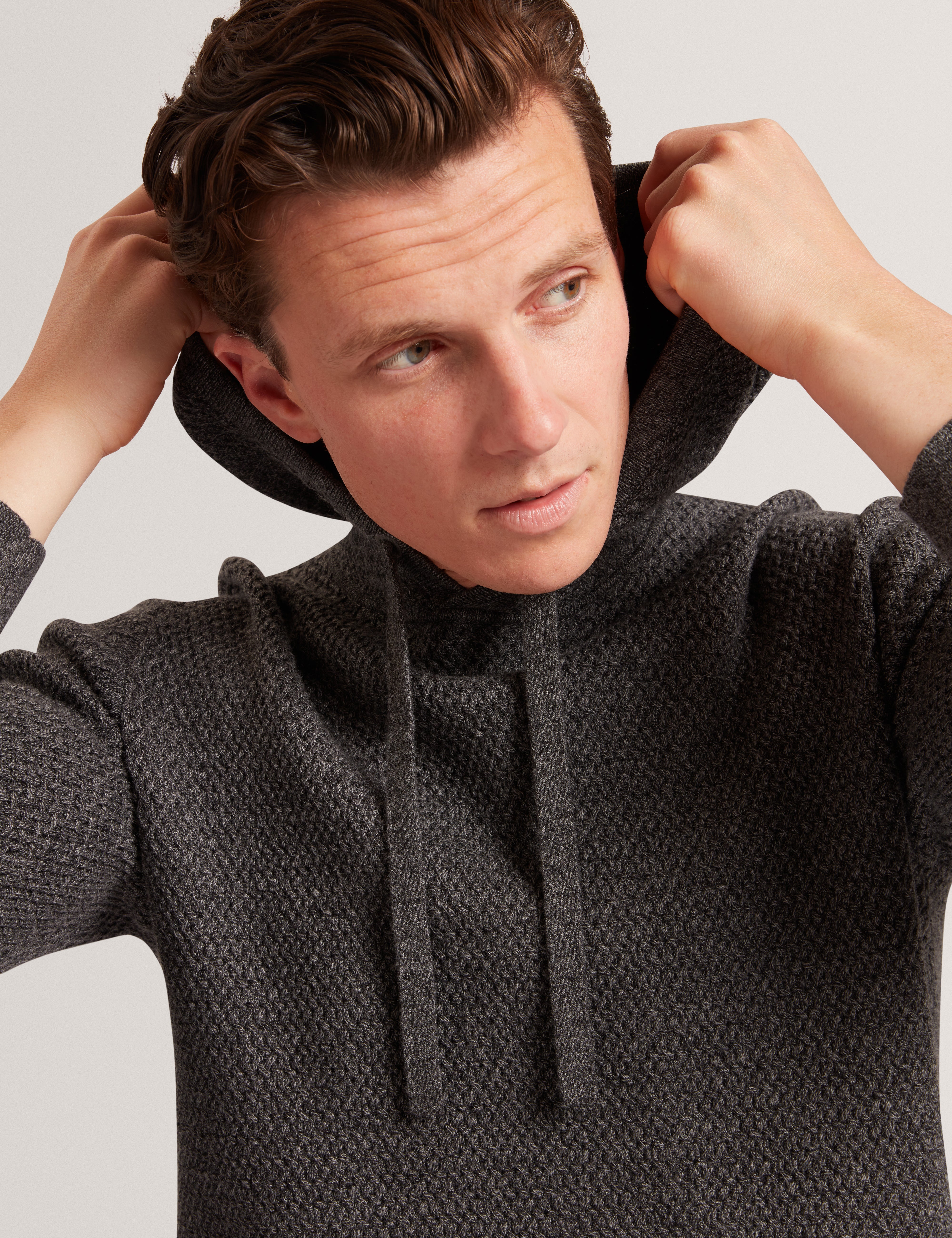 Bansted Textured Knit Hoodie Mid-Grey