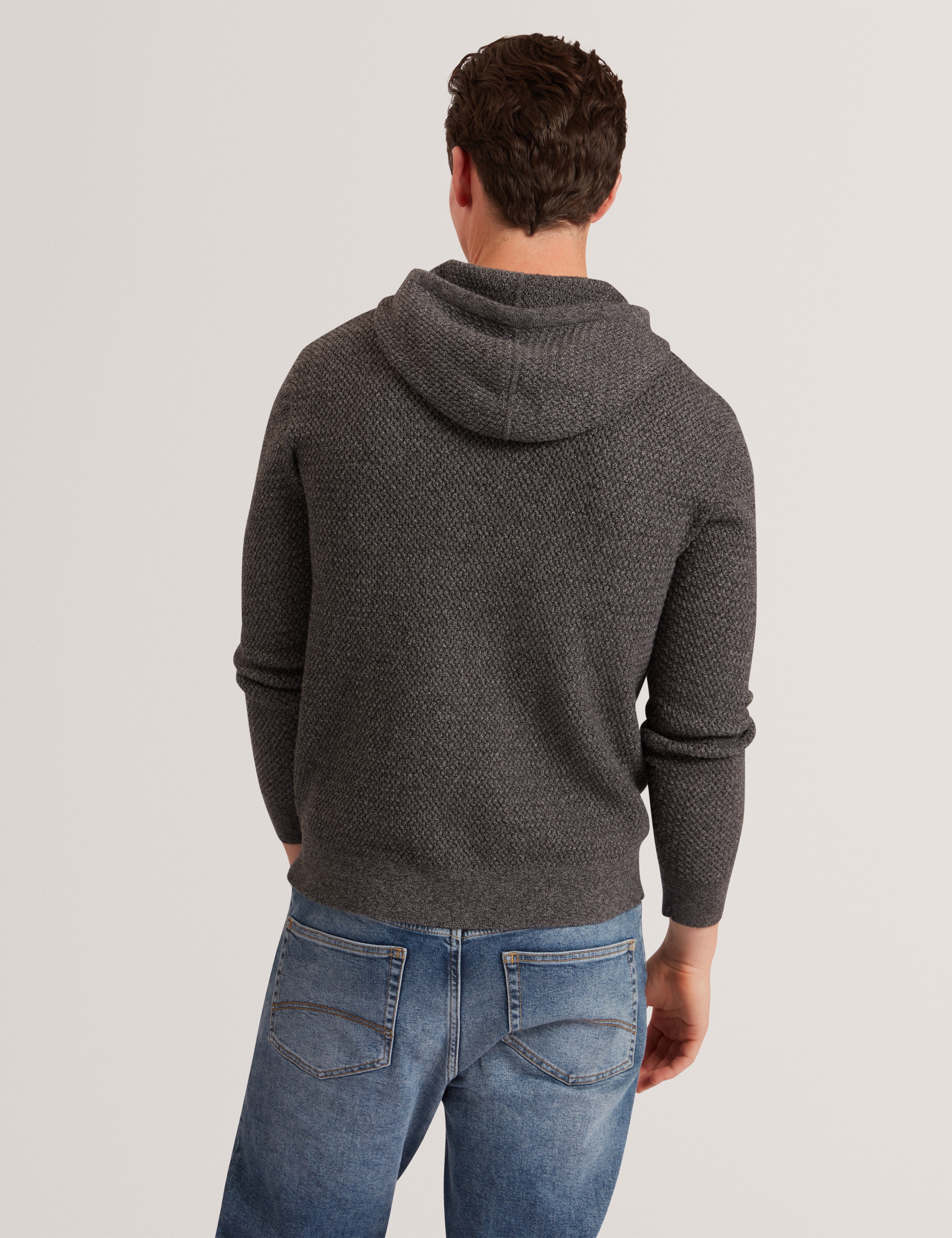 Bansted Textured Knit Hoodie Mid-Grey