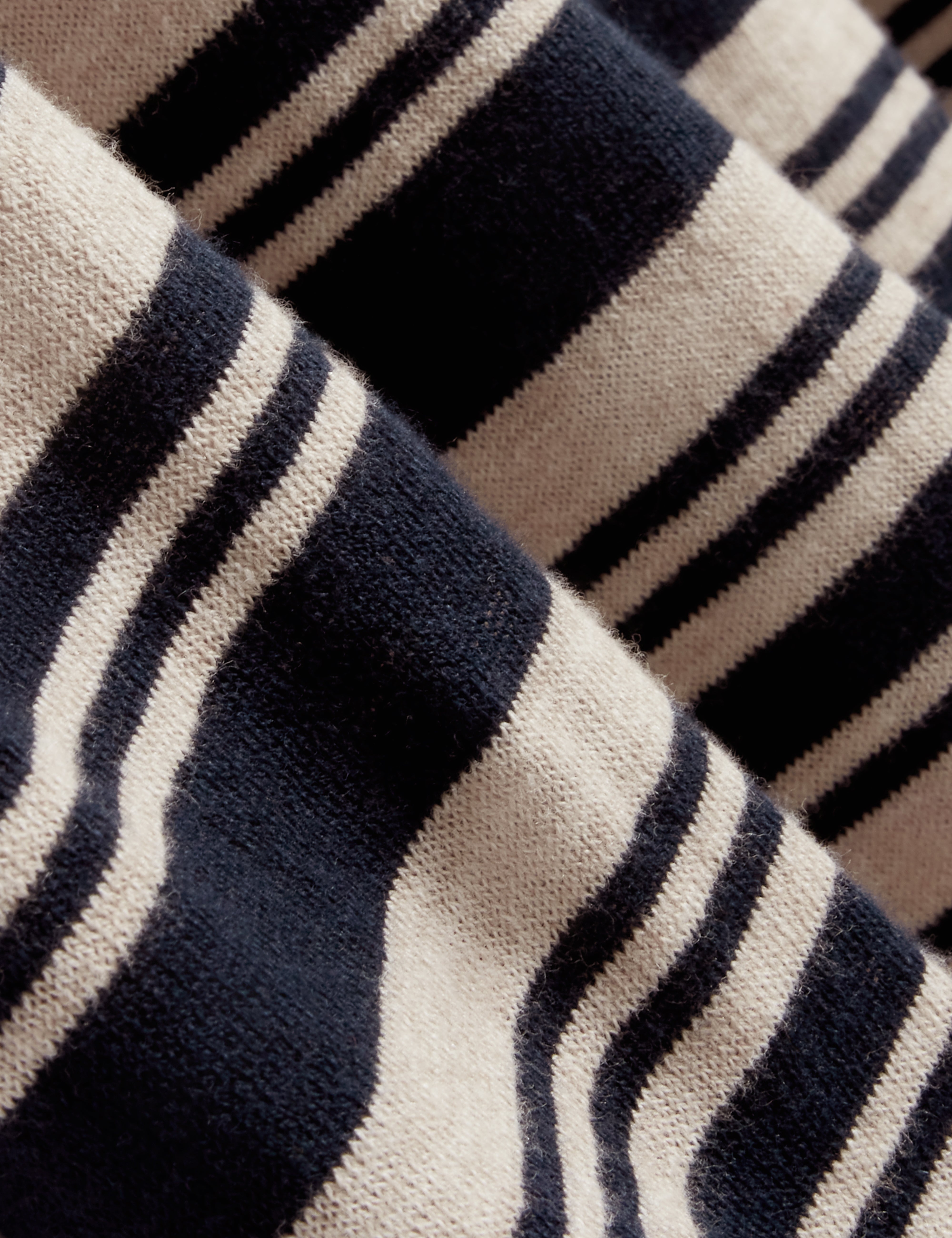 Brodi Linen Blend Stripe Knitted Polo Navy