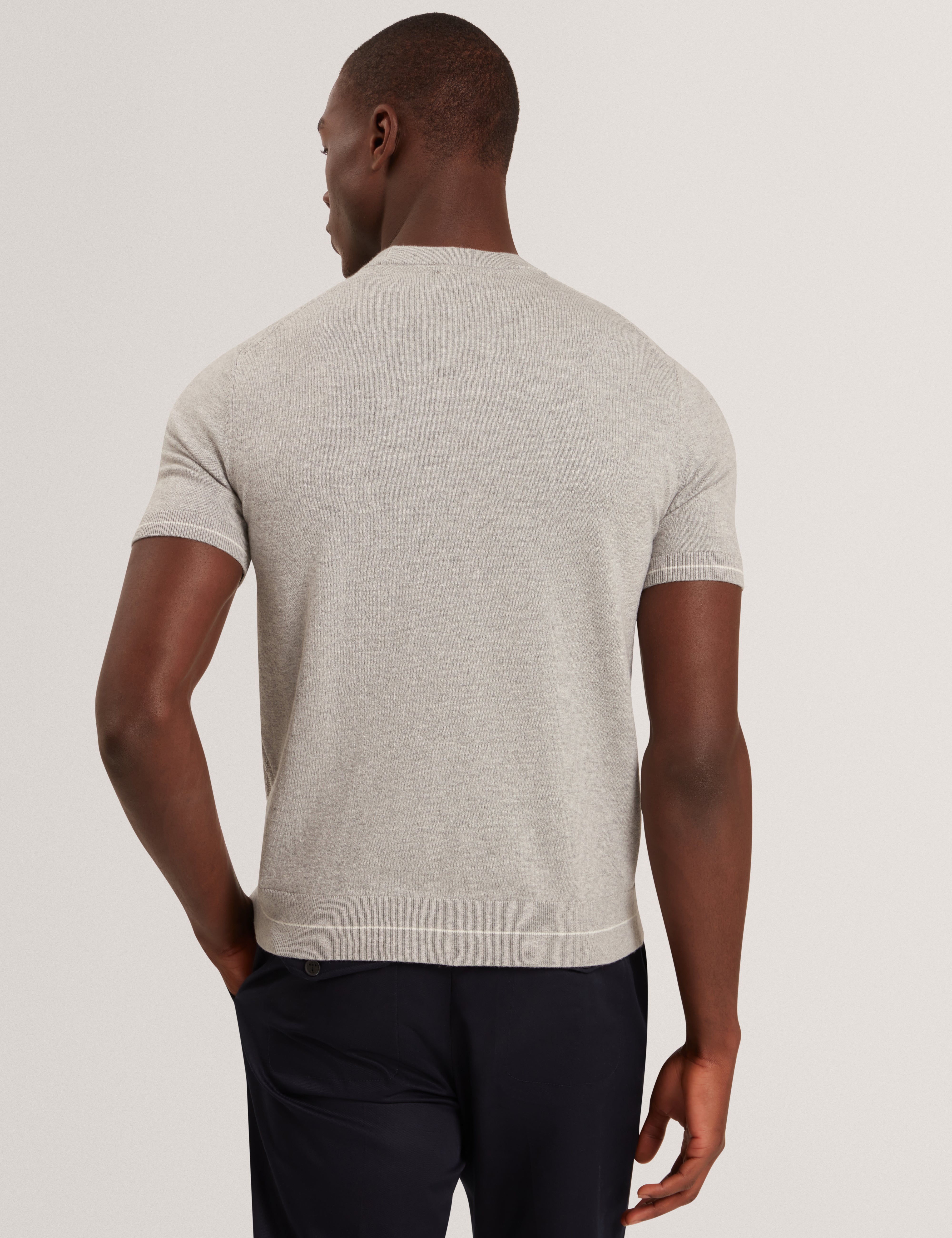 Canon Short Sleeve Chevron Stitch T Shirt Lt-Grey