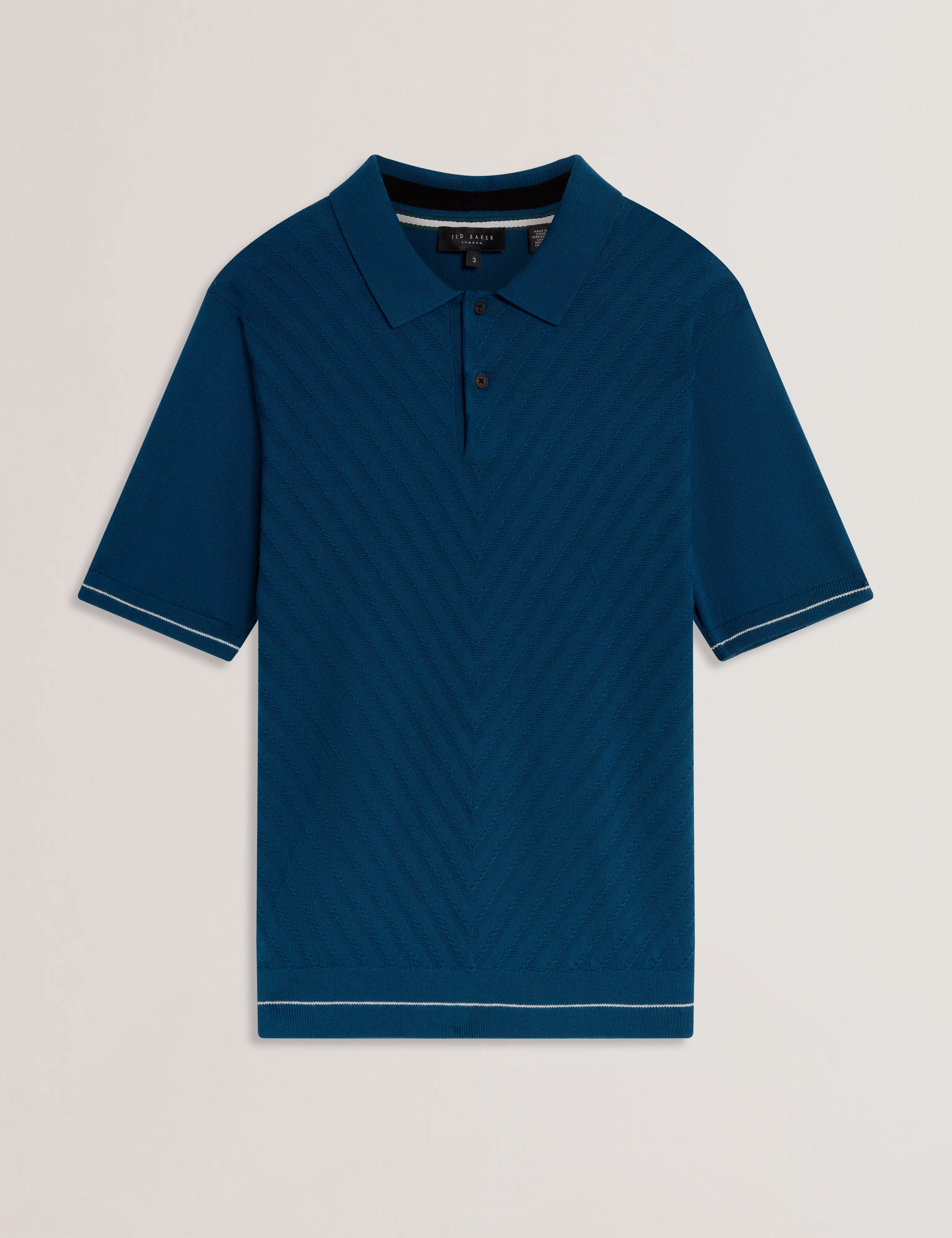 Chapal Short Sleeve Chevron Stitch Polo Dk-Blue