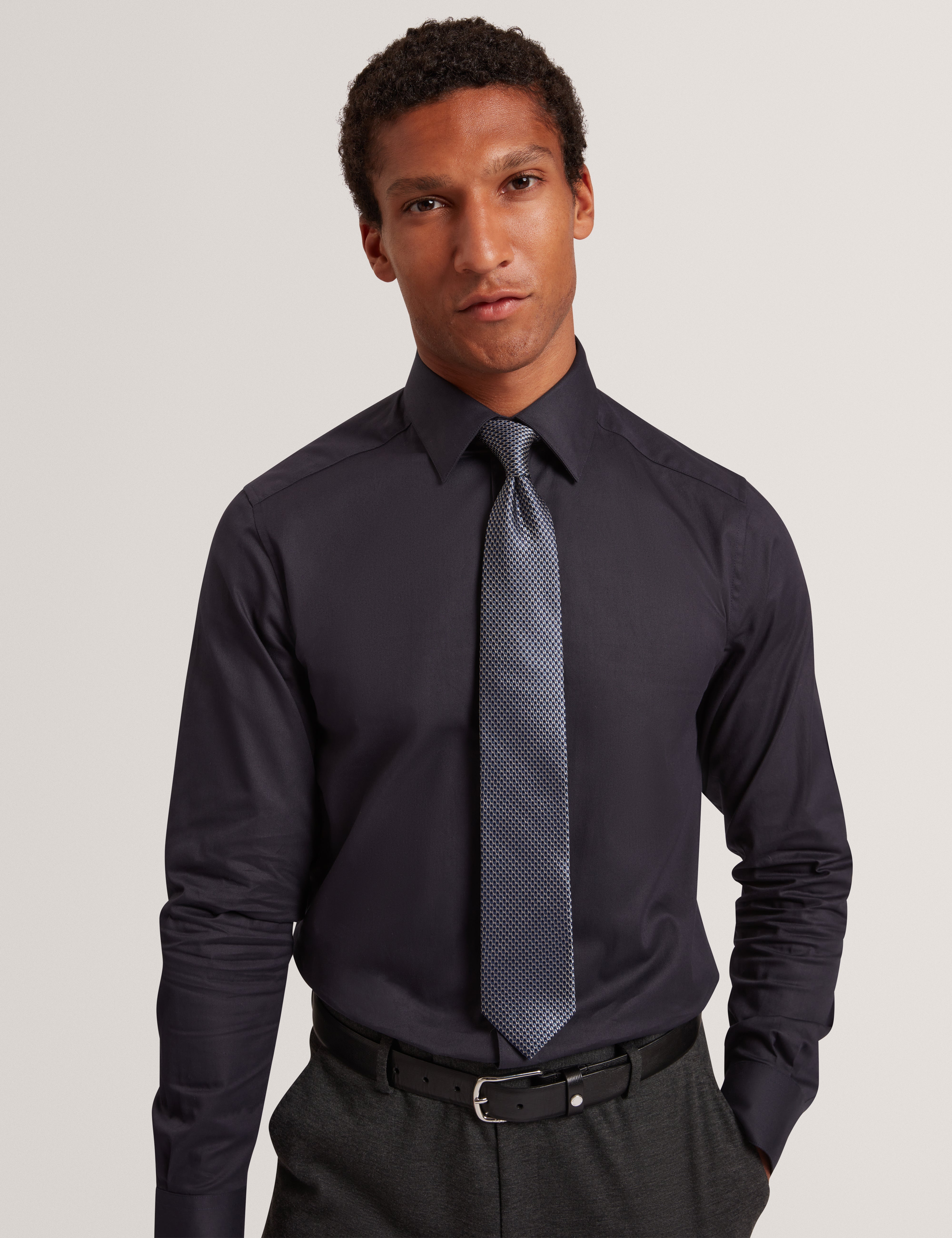 Dimos Silk Semi Plain Tie Navy