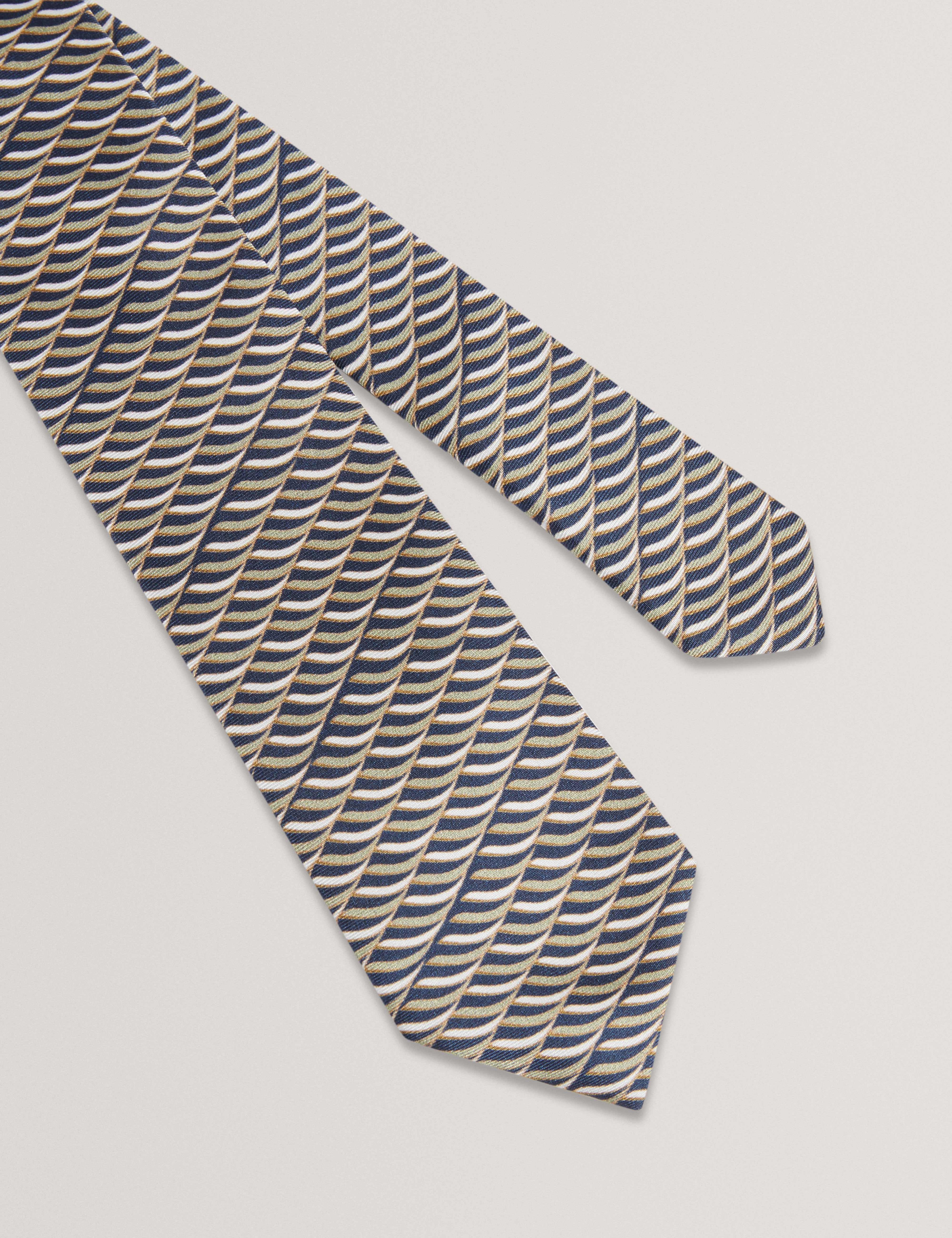 Gennaro Wave Geo Print Silk Tie Multicol