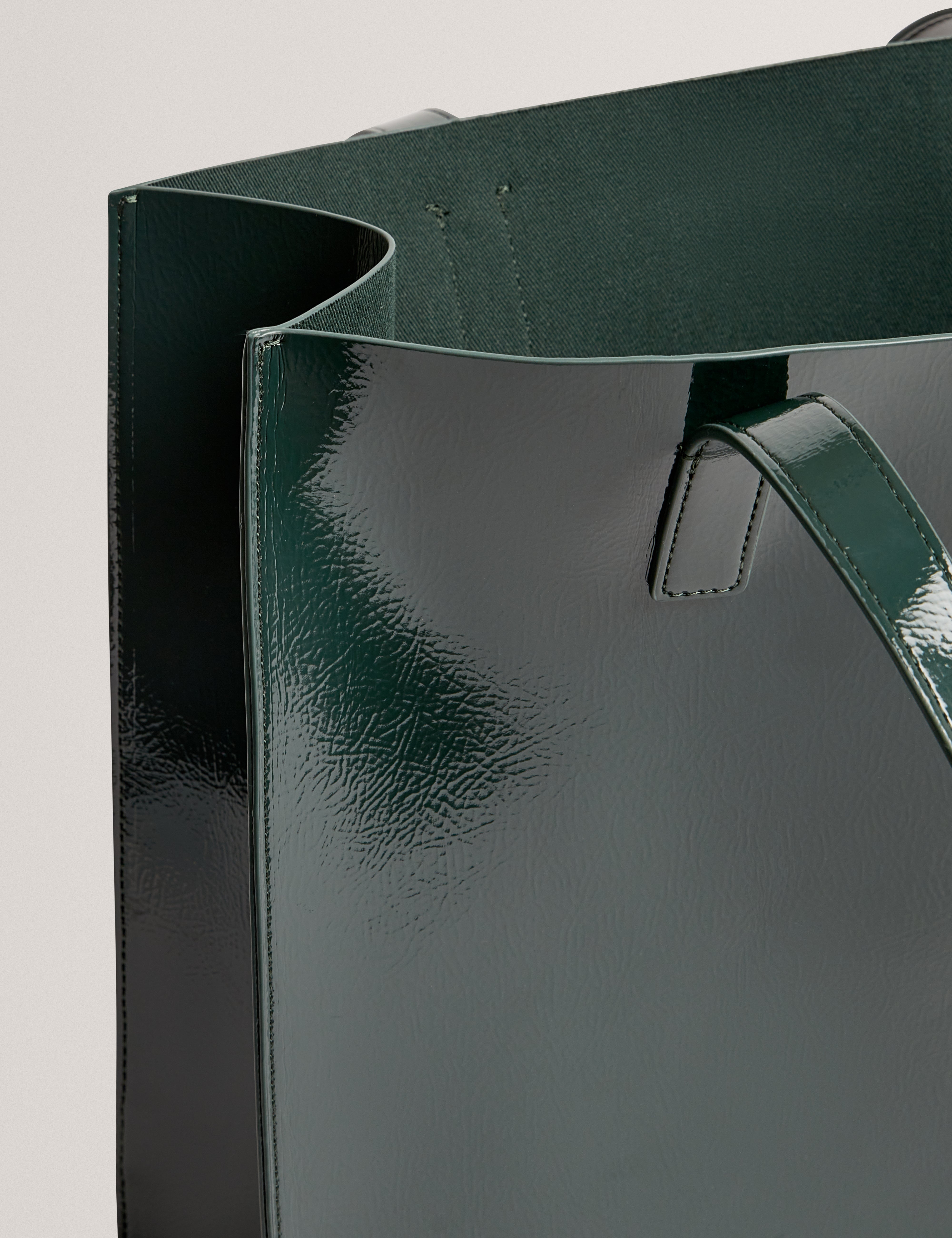 Rosenni Rose Detail Crinkle Large Tote Bag Dk-Green