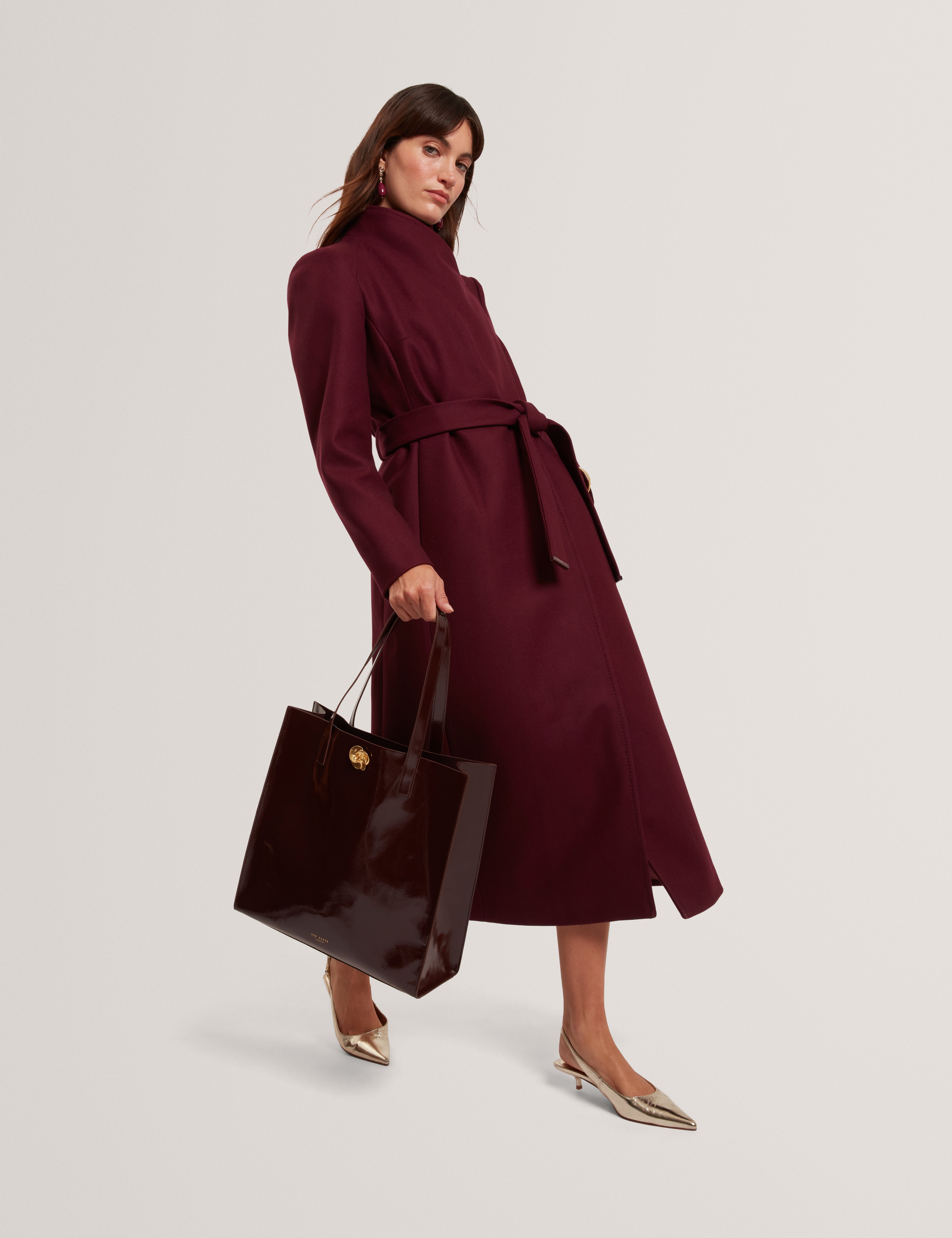Rosenni Rose Detail Crinkle Large Tote Bag Wine