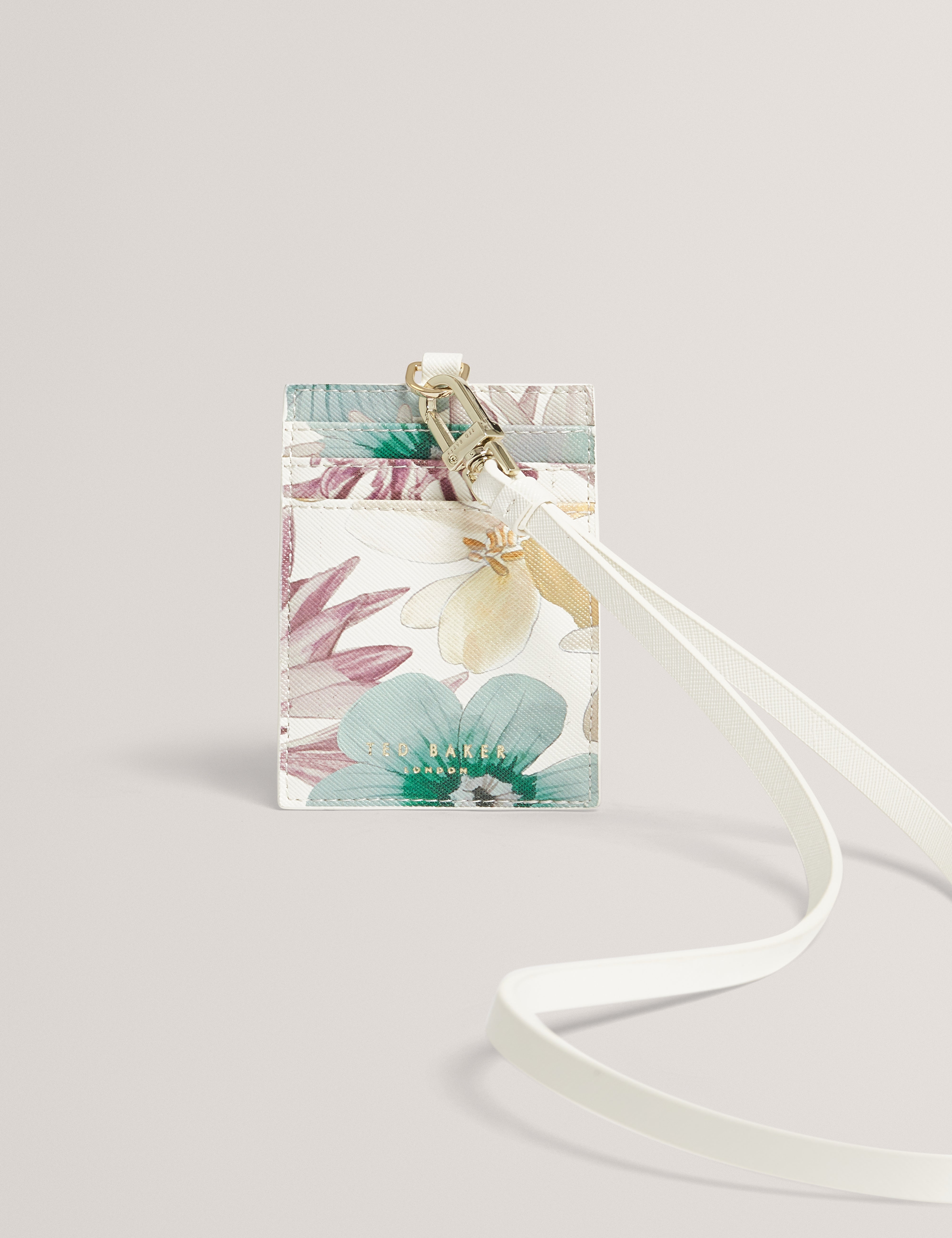 Halii Petal Printed Card Holder Lanyard White