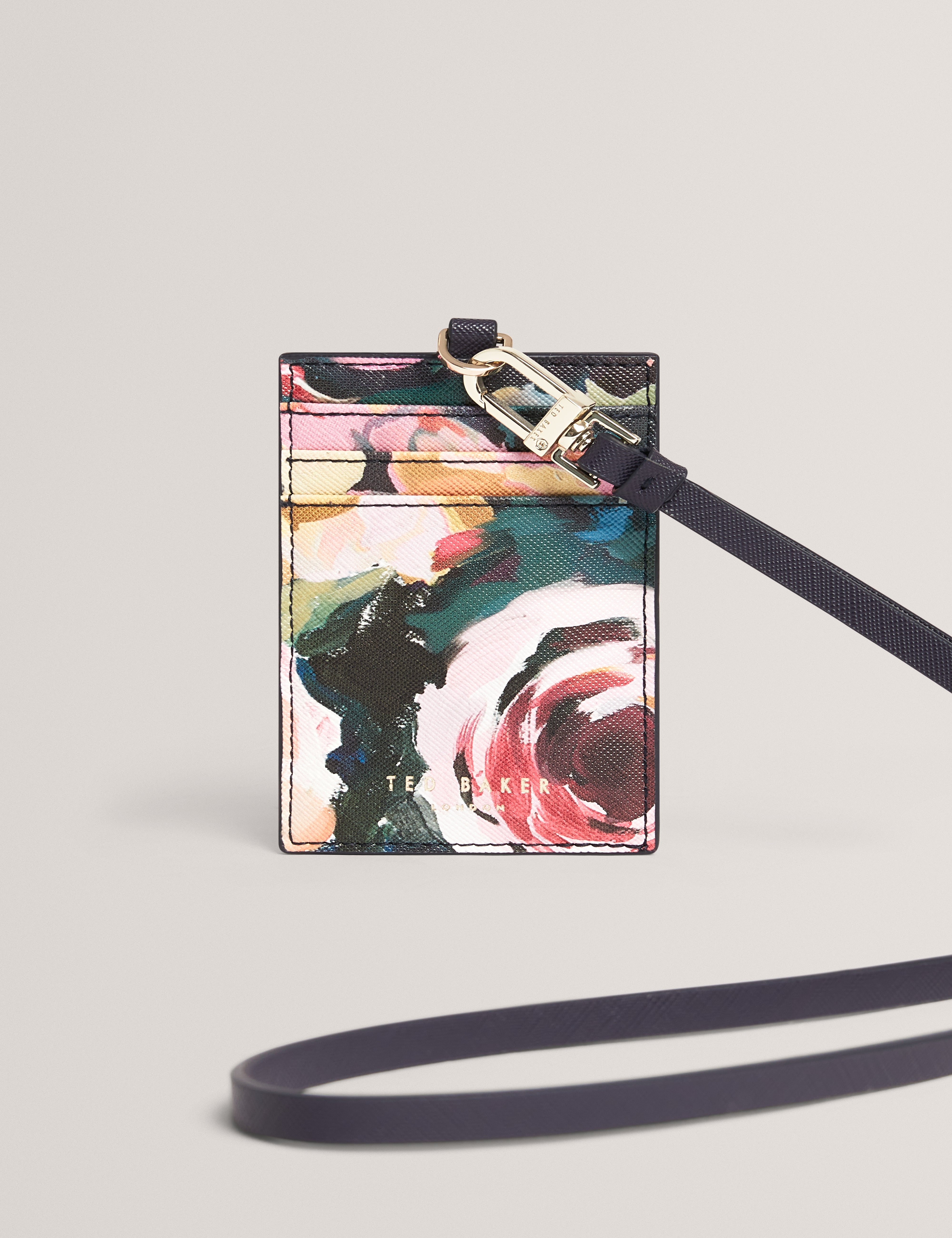 Kelss Floral Printed Card Holder Lanyard Navy