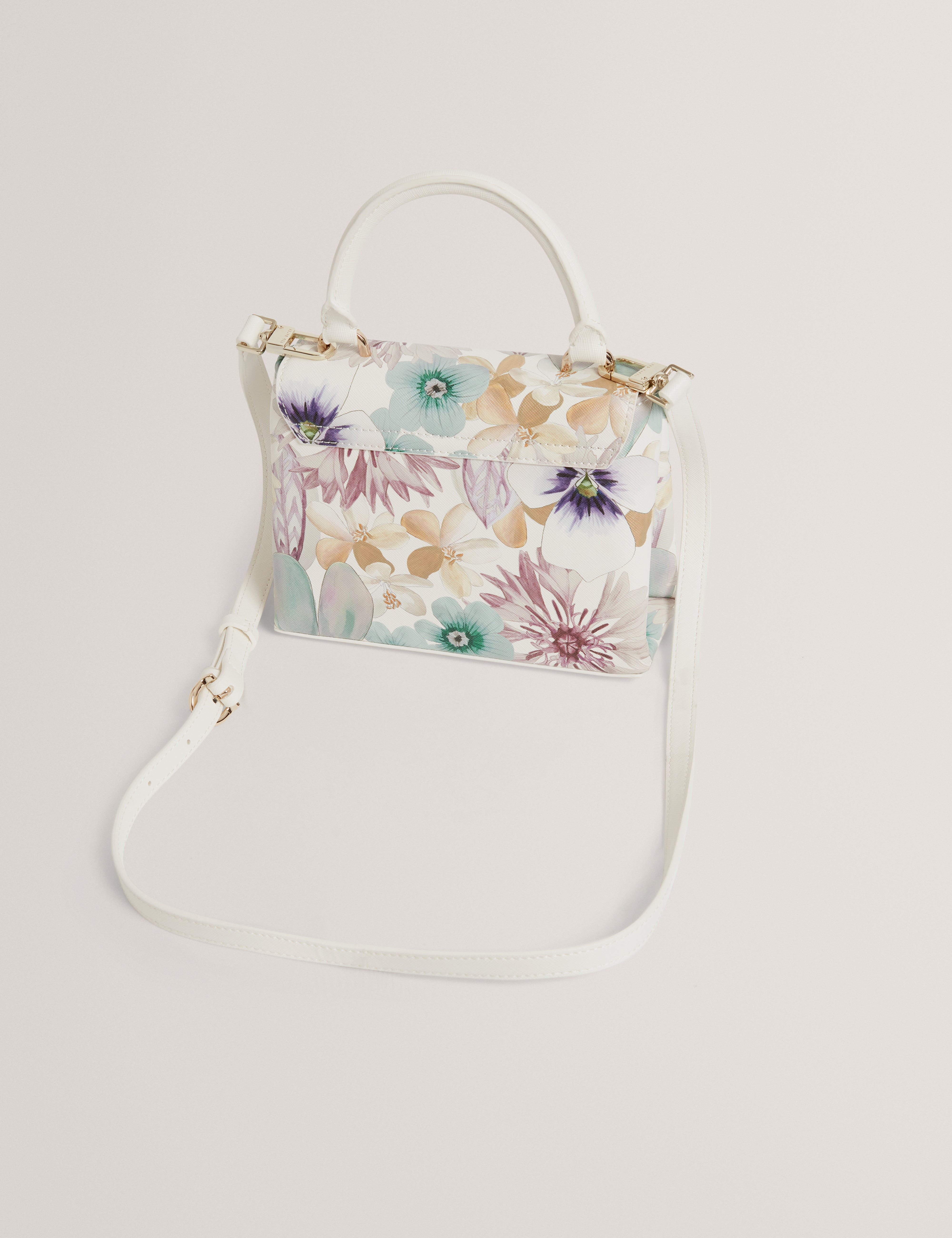 Helensi Petal Print Mini Top Handle Bag White