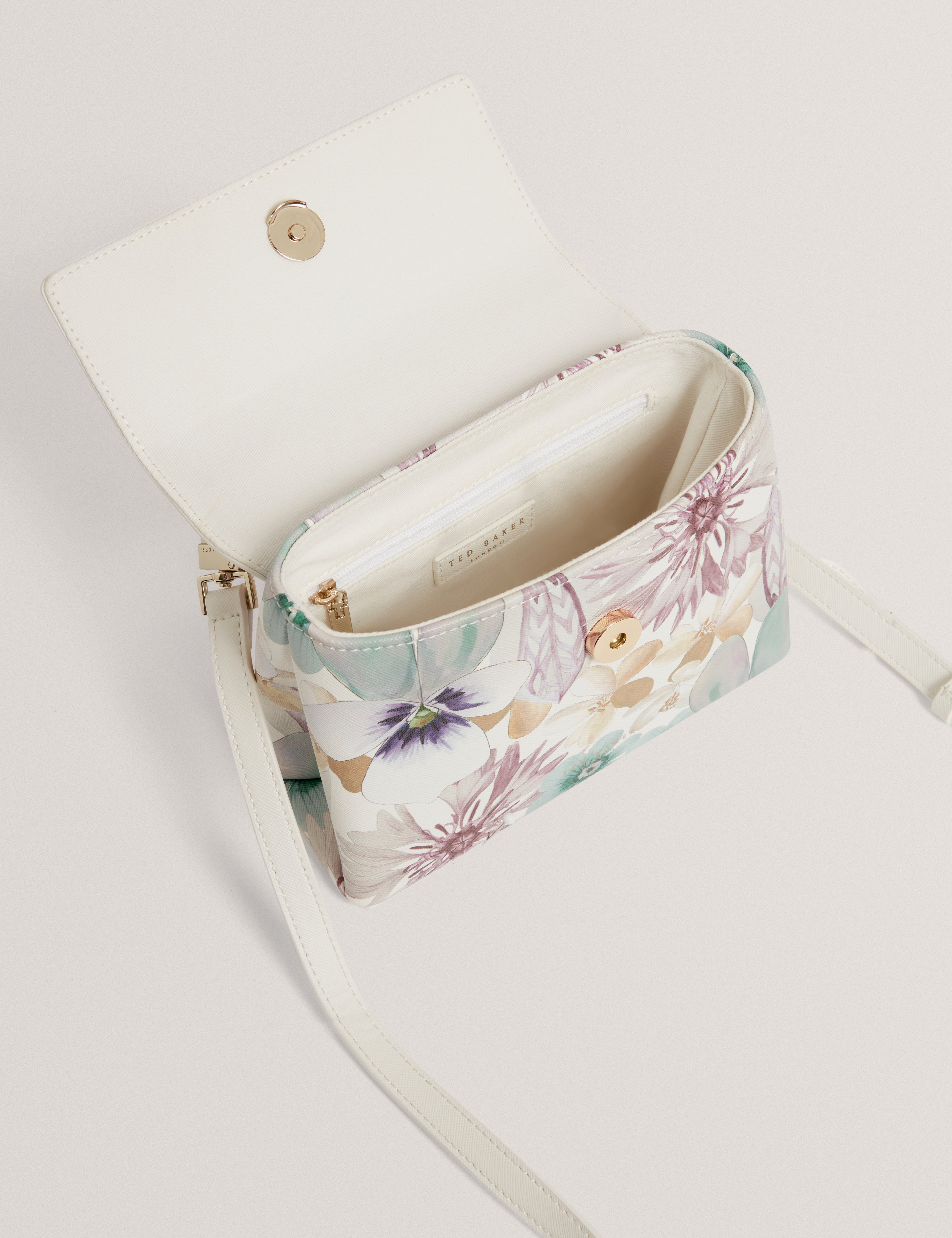 Helensi Petal Print Mini Top Handle Bag White