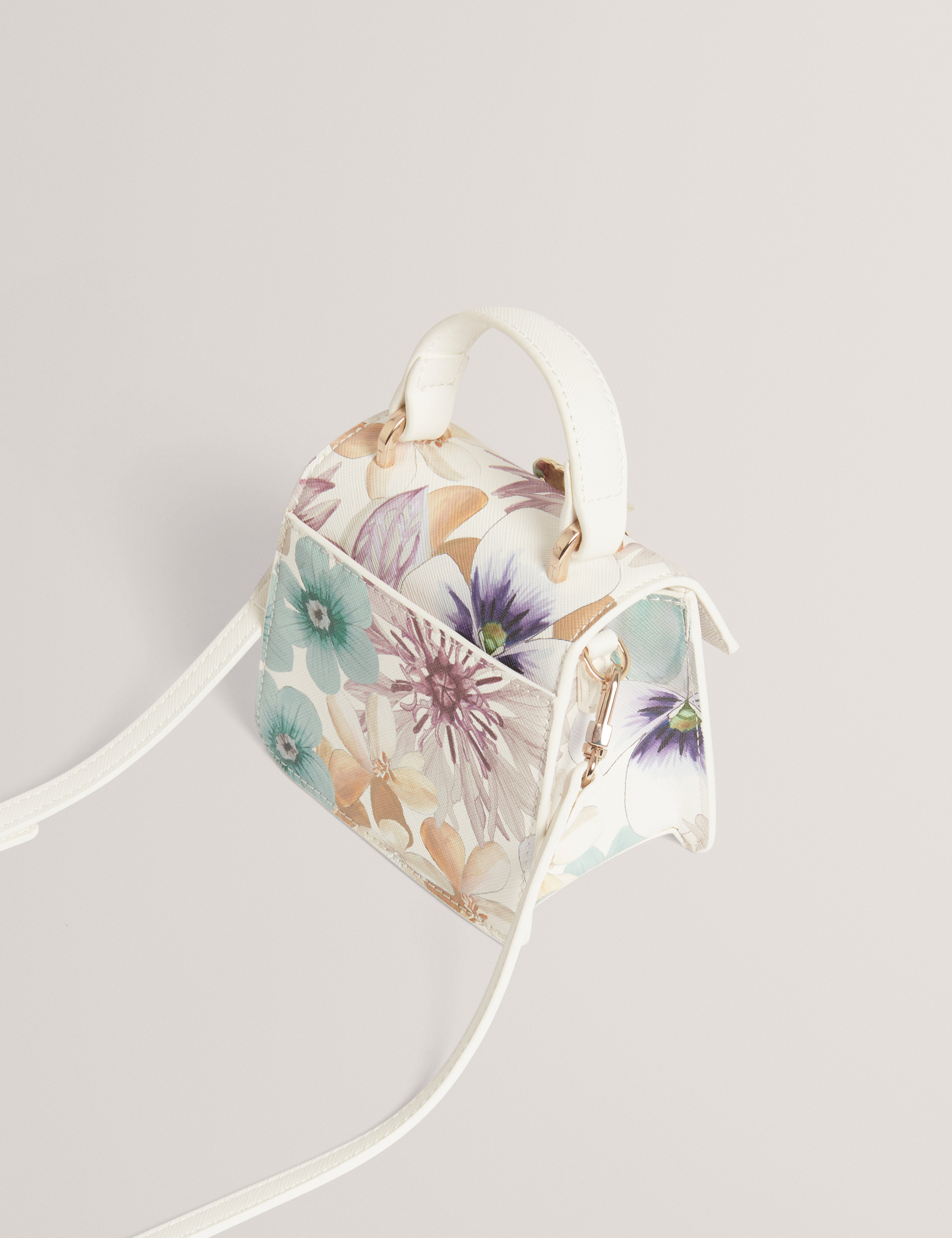Helensa Petal Print Mini Top Handle Rose Detail White