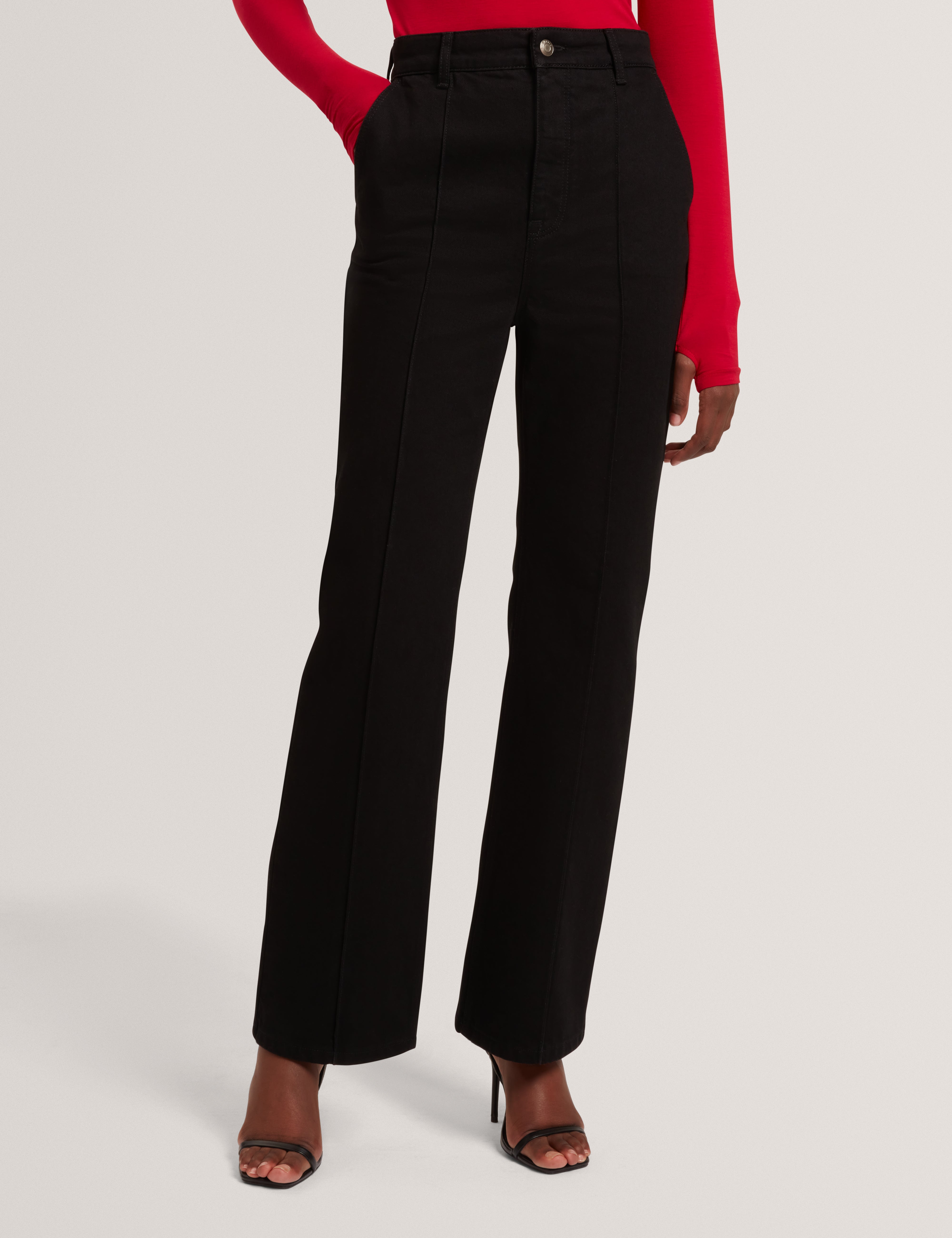 Arare Kick Flare High Rise Jeans With Pintuck Black