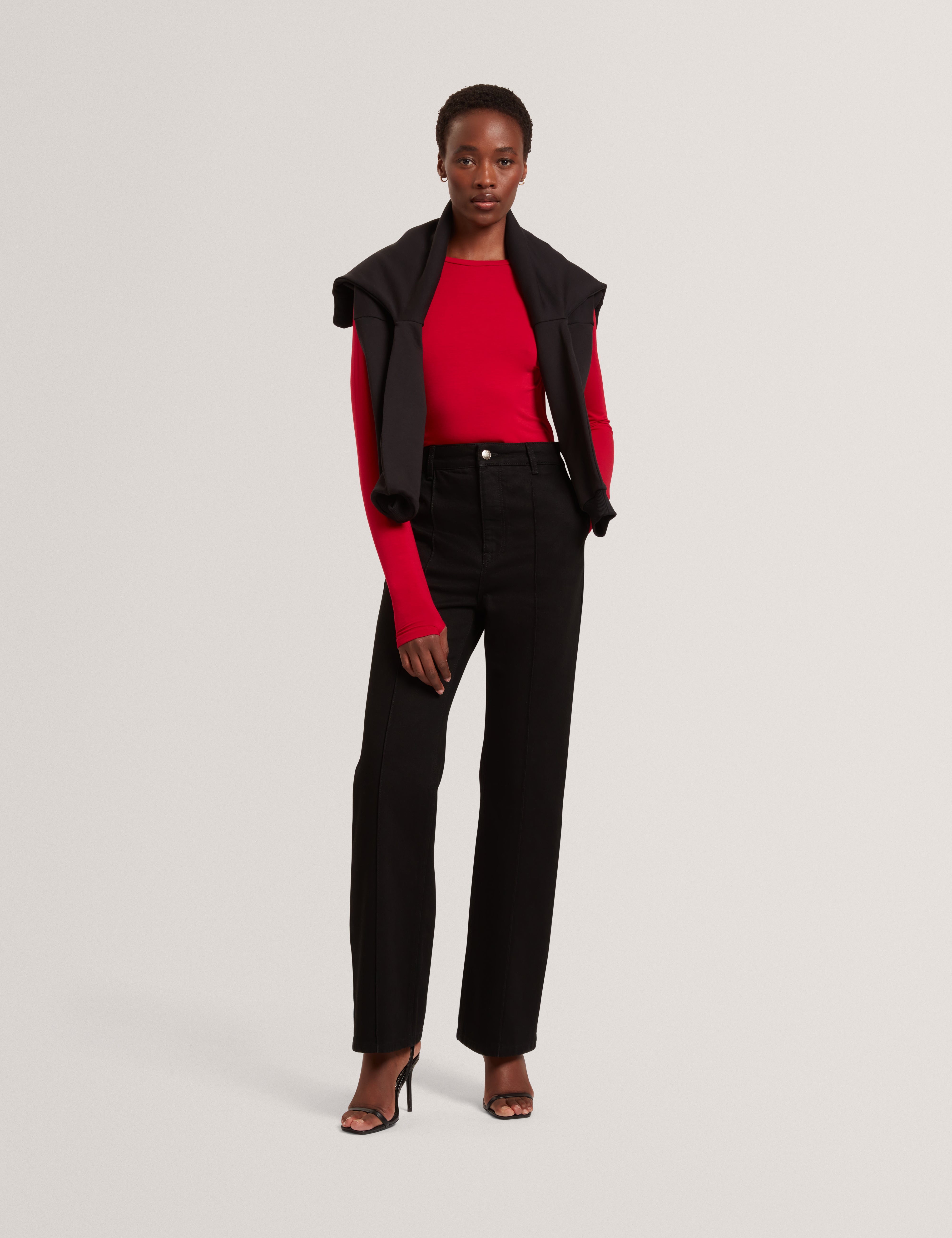 Arare Kick Flare High Rise Jeans With Pintuck Black