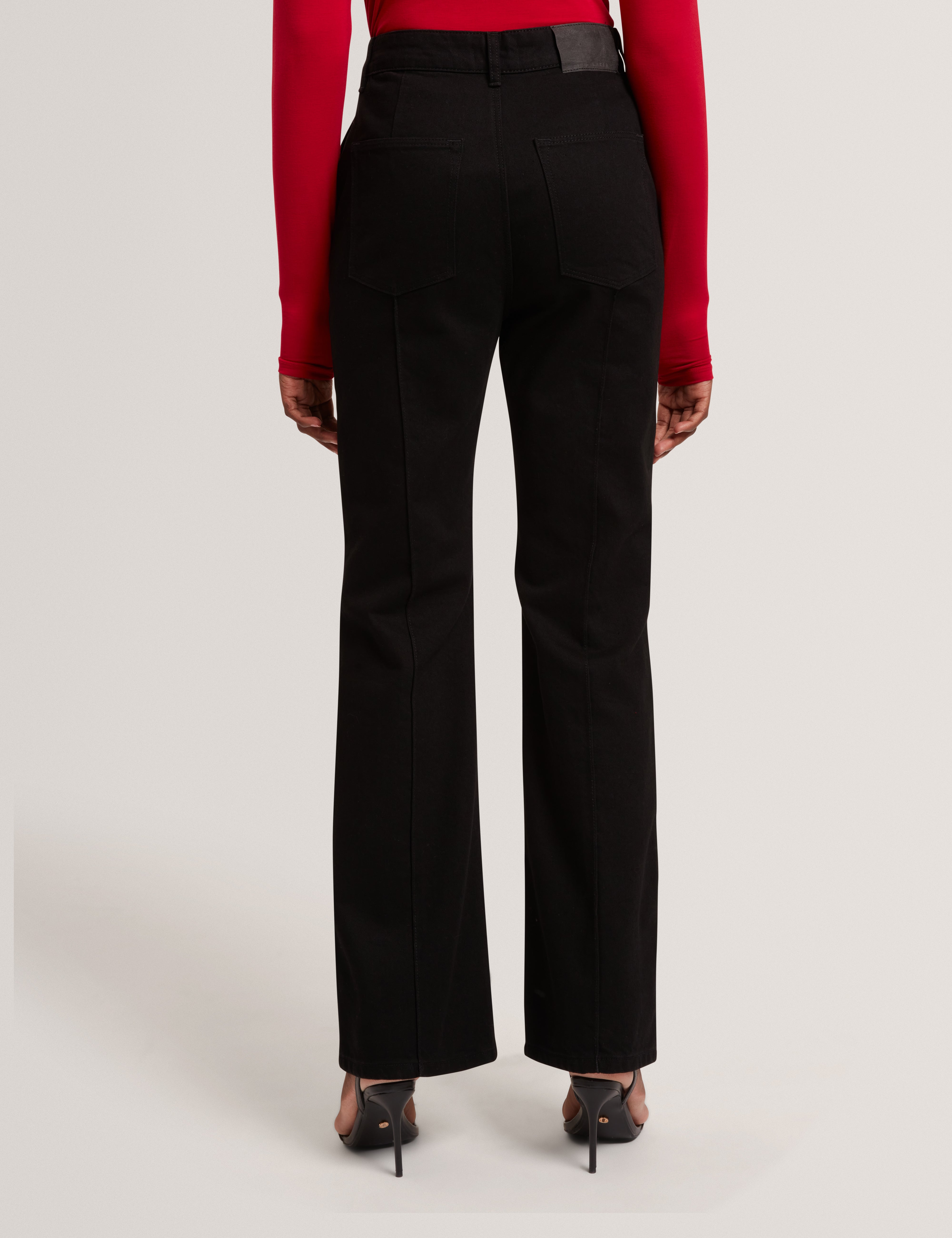 Arare Kick Flare High Rise Jeans With Pintuck Black