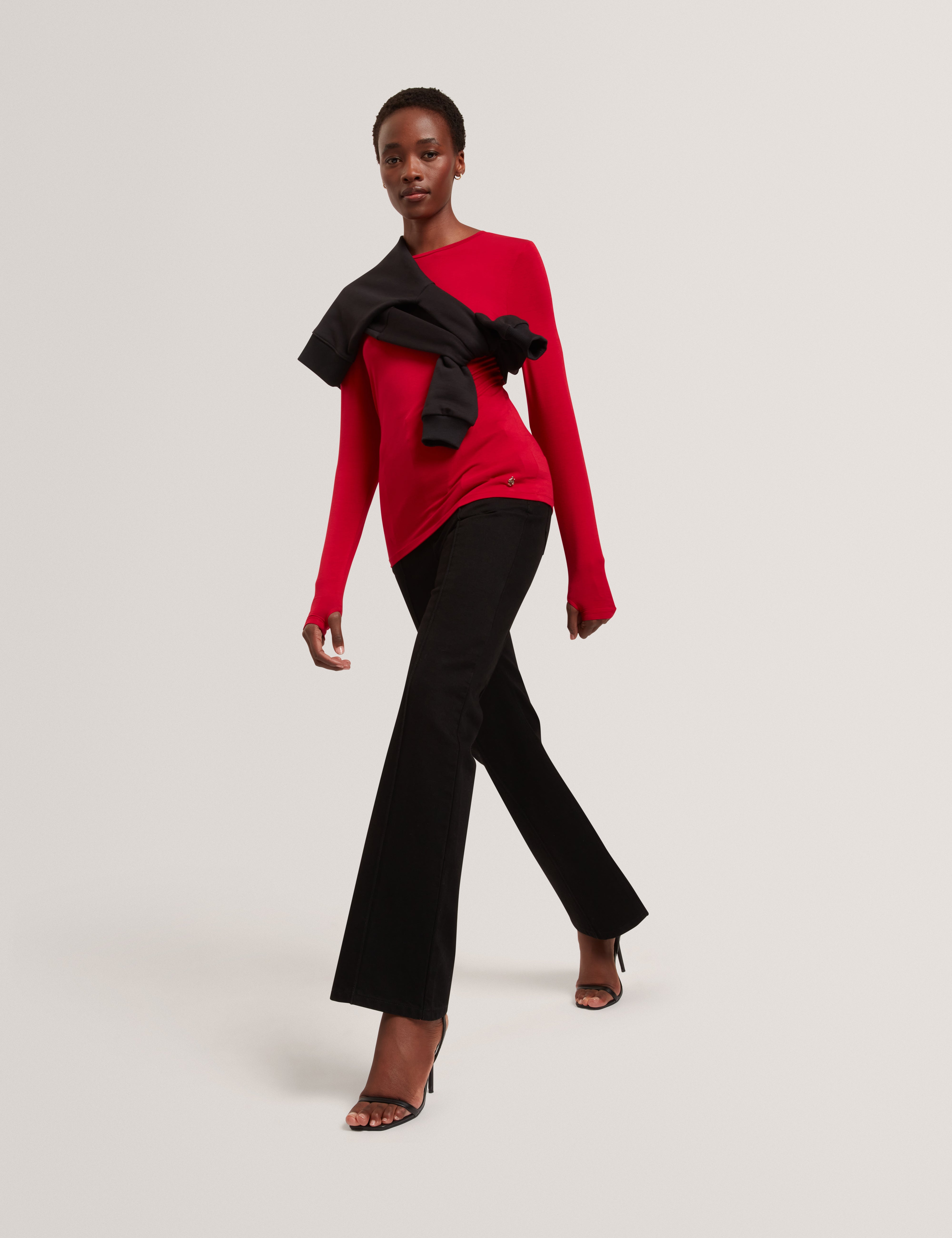 Arare Kick Flare High Rise Jeans With Pintuck Black