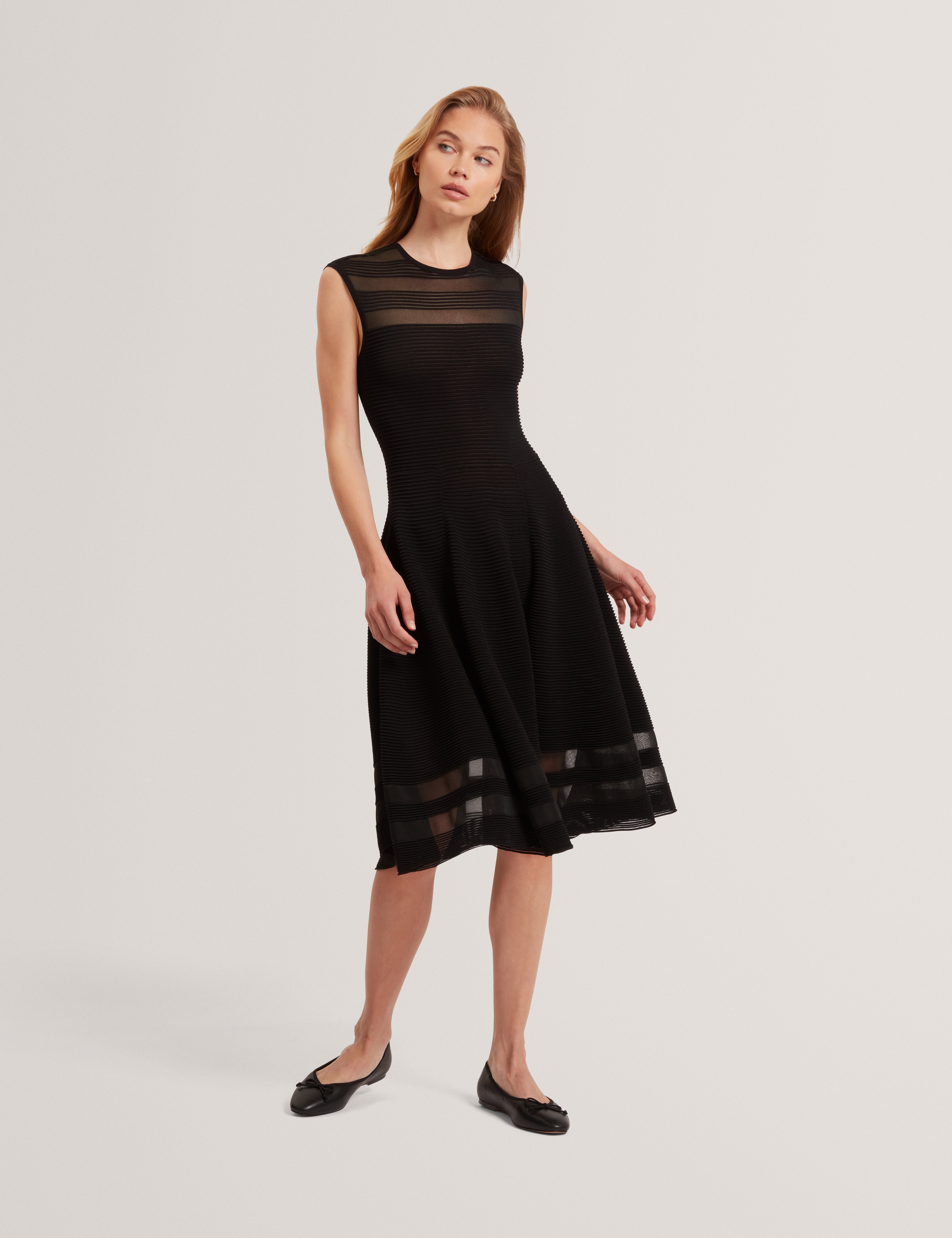 Suusaan Knitted Skater Dress With Invisible Pane Black