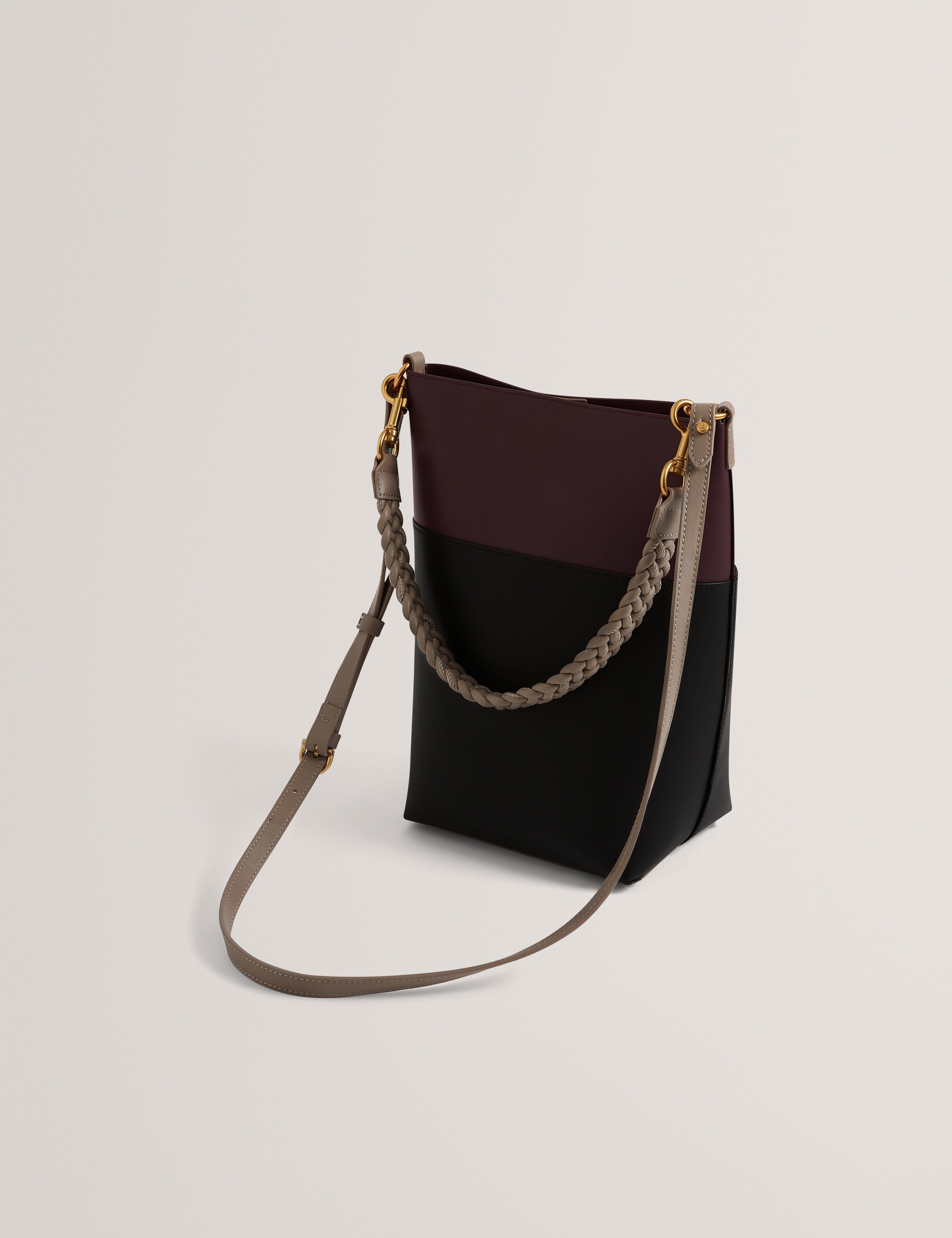 Wilna Woven Handle Colourblock Medium Bag Wine
