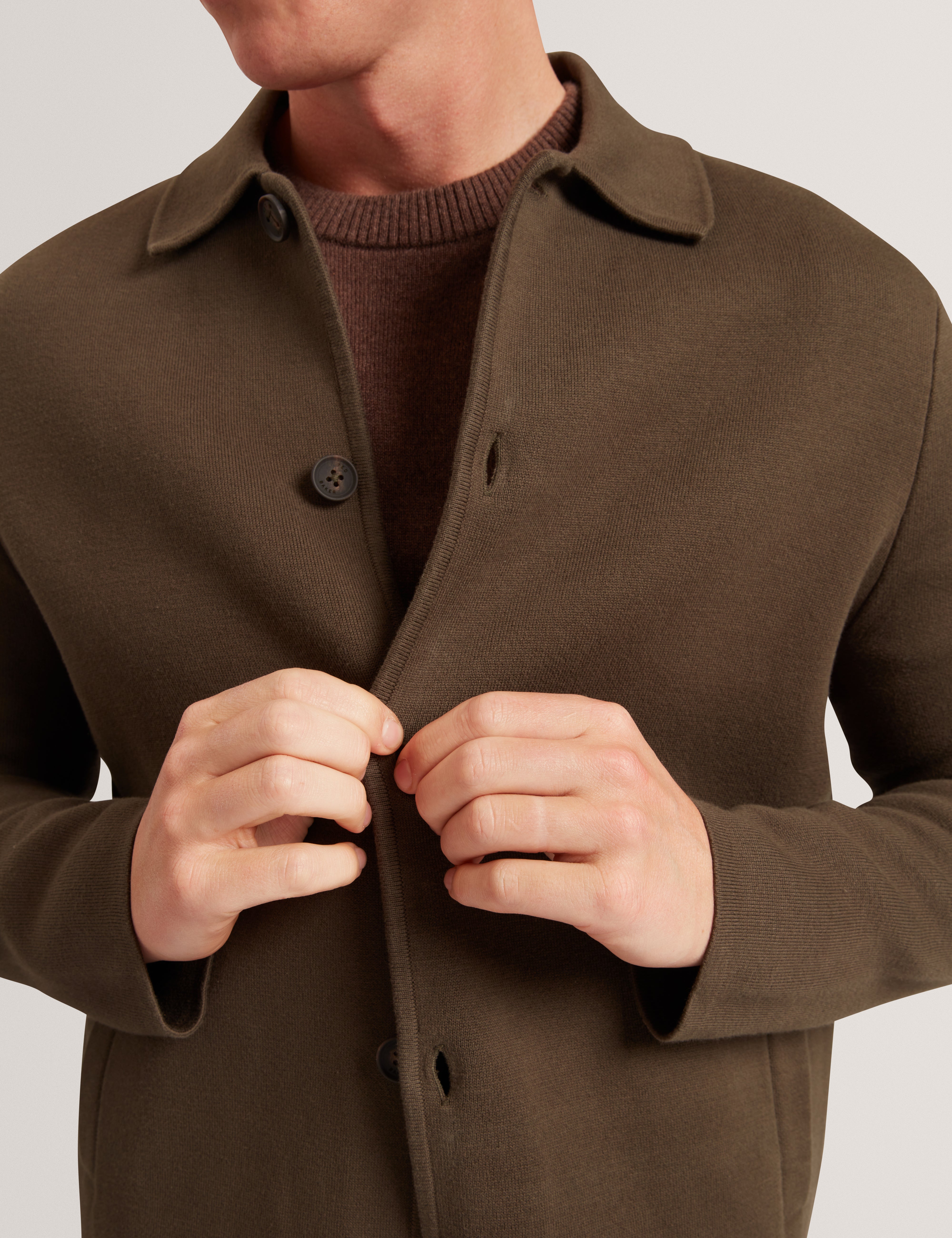 Freder Ls Heavy Knitted Jacket Khaki