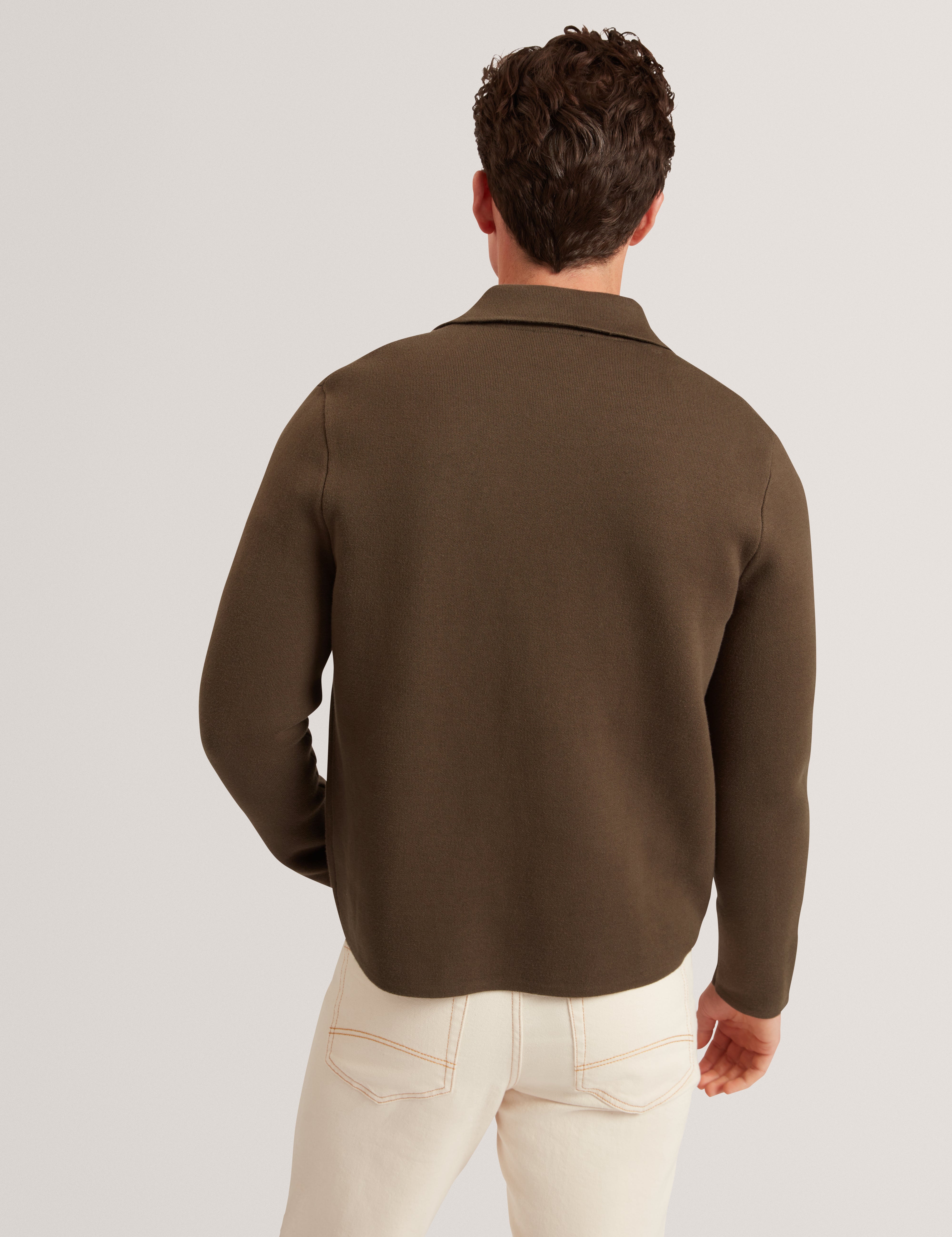 Freder Ls Heavy Knitted Jacket Khaki