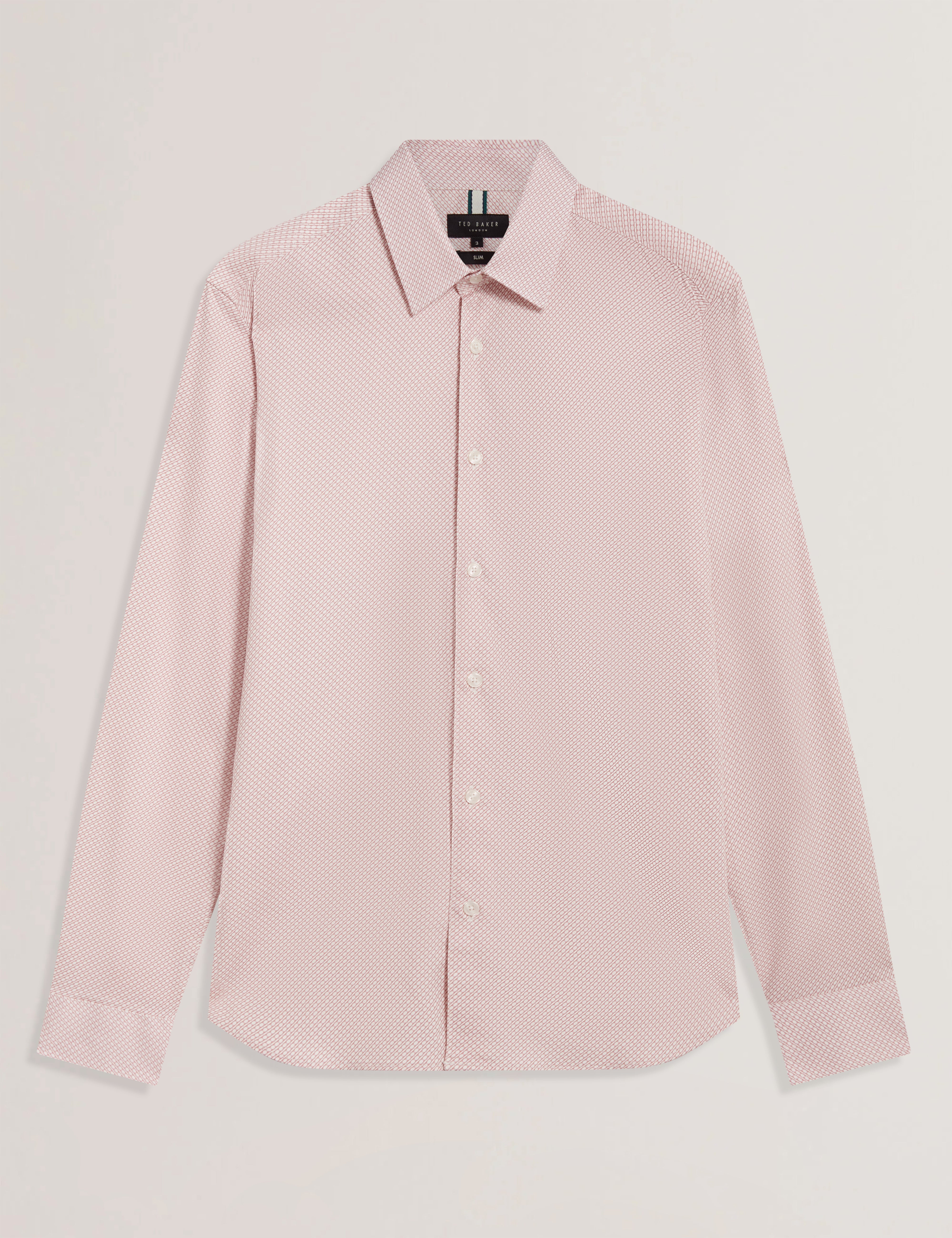 Olweno Long Sleeve Slim Fit Geo Print Shirt Lt-Pink