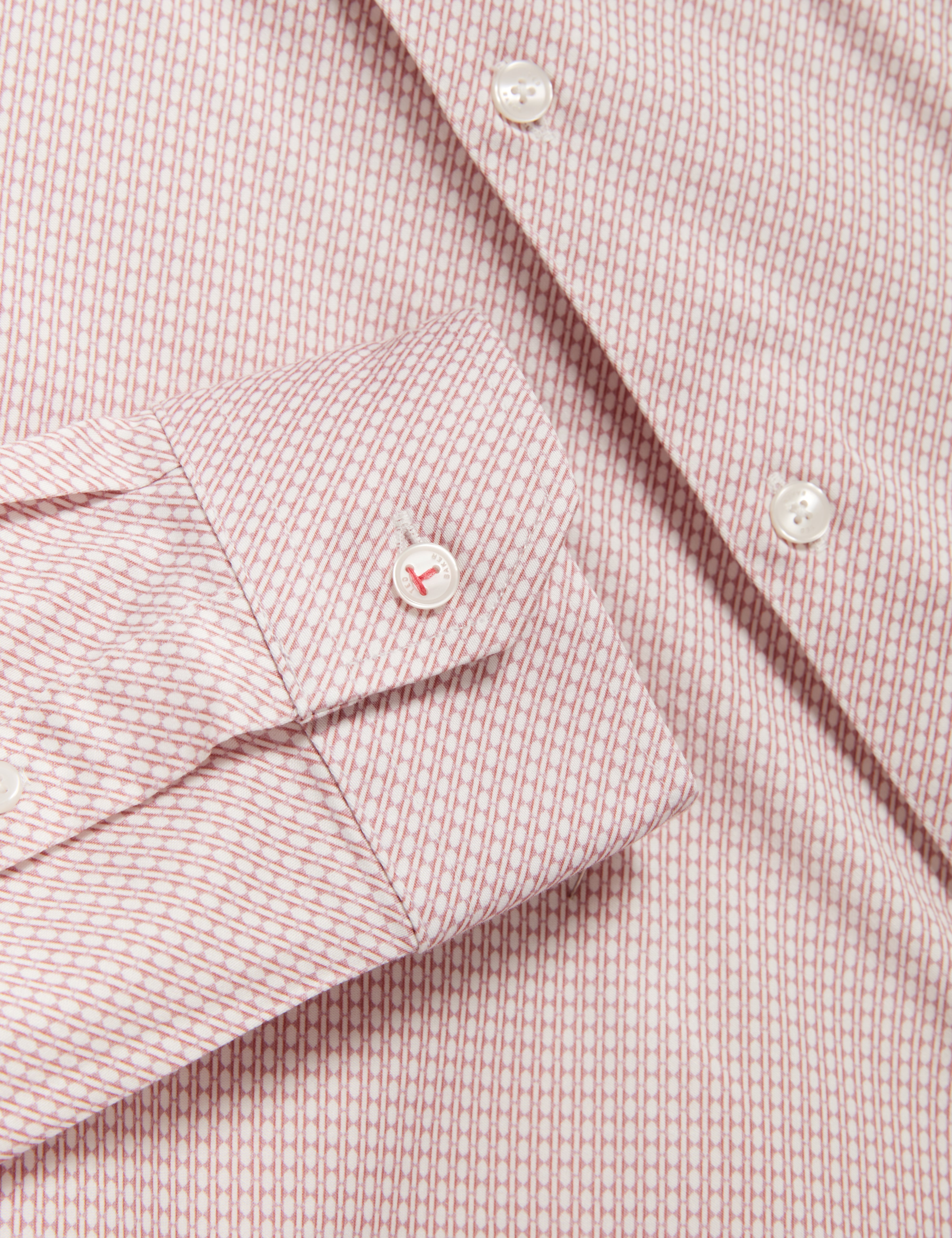 Olweno Long Sleeve Slim Fit Geo Print Shirt Lt-Pink