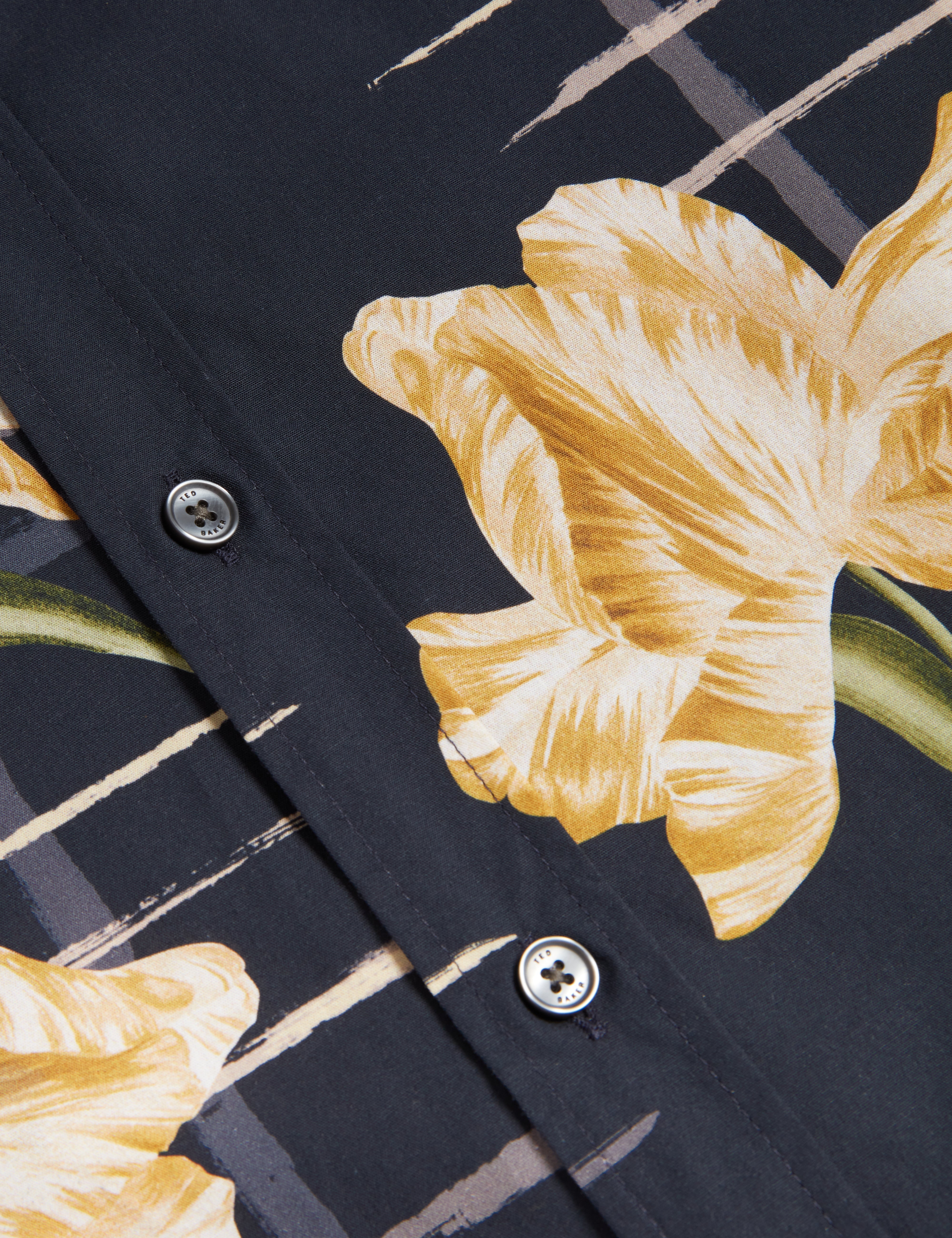 Quorik Long Sleeve Regular Fit Abstract Floral Shirt Navy