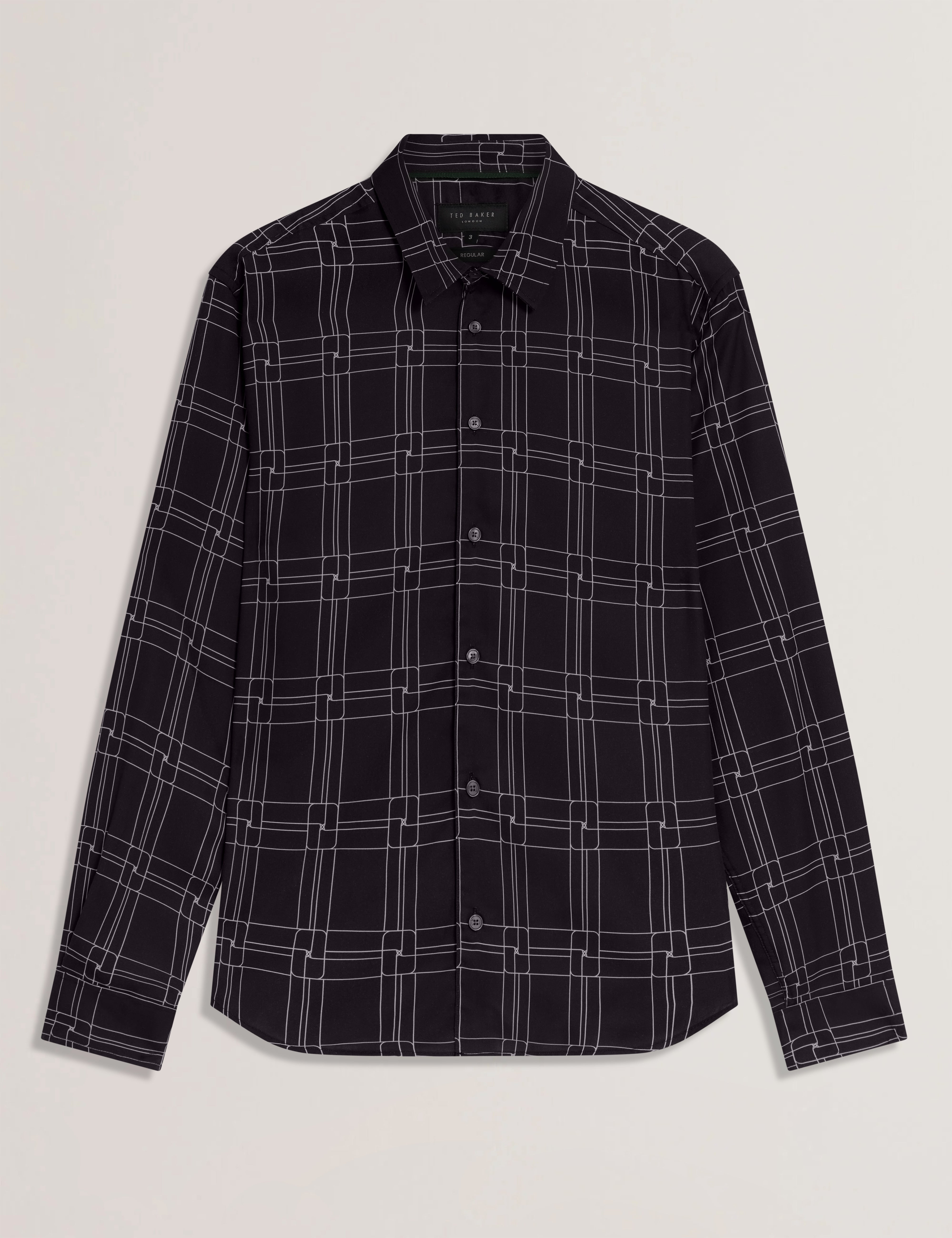 Lirra Long Sleeve Regular Fit Printed Check Shirt Black