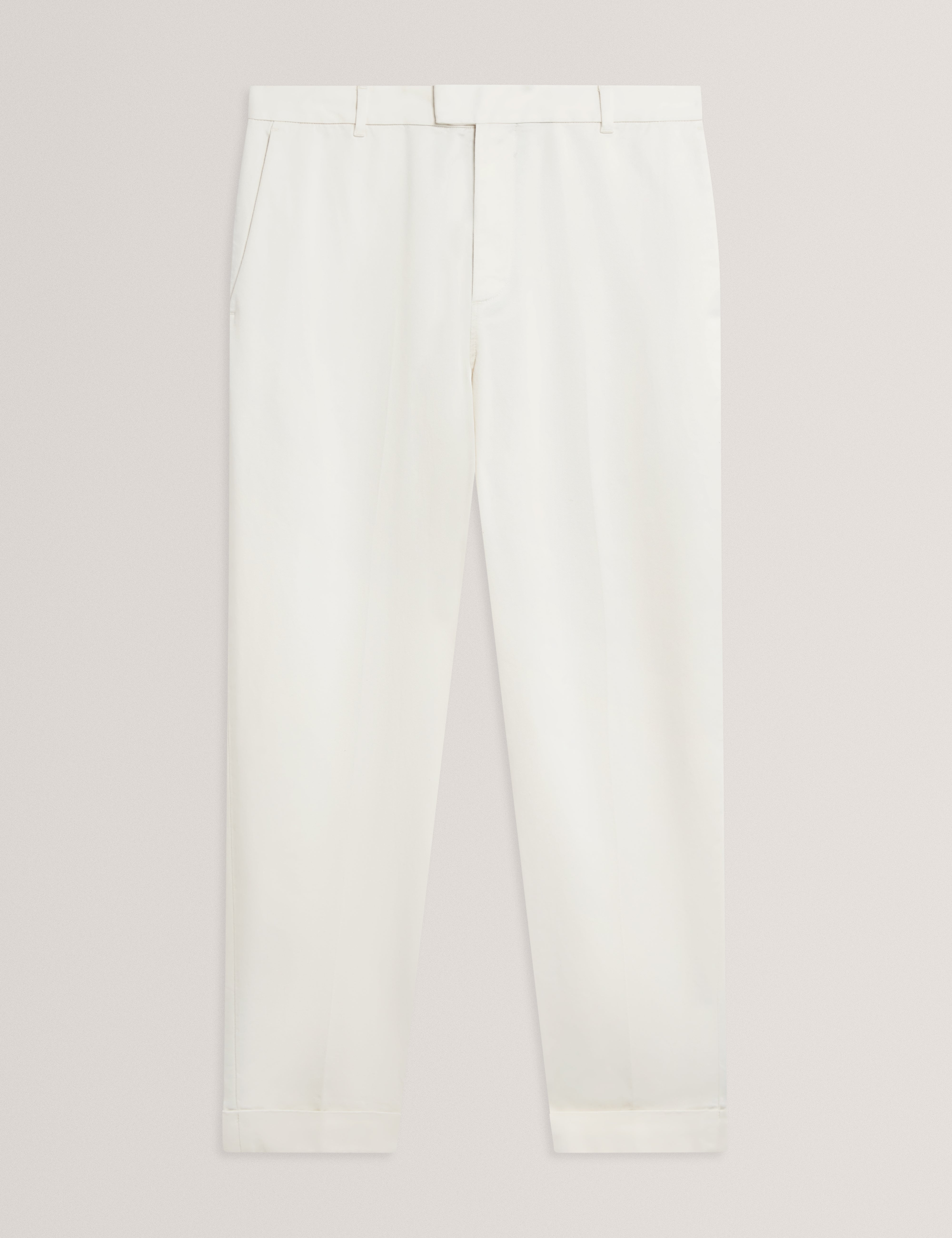 Moses Tapered Fit Cotton Stretch Trouser Ecru