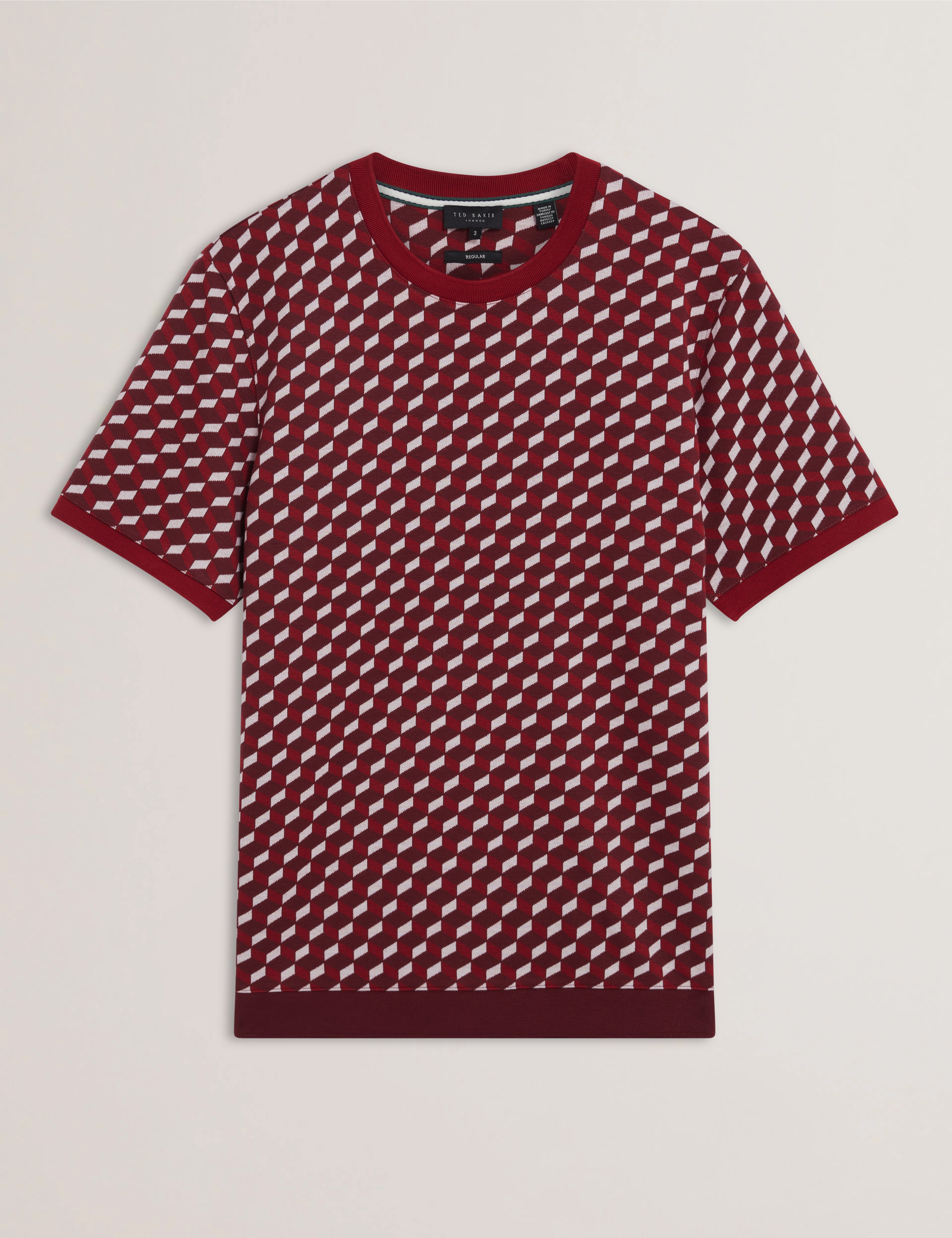 Ardyn Short Sleeve Geo Jacquard T Shirt Maroon
